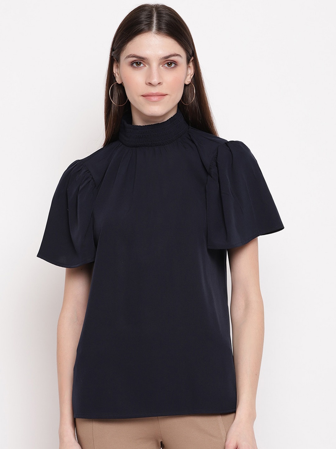 

sandy AND ritz Flared Sleeves High Neck Top, Blue