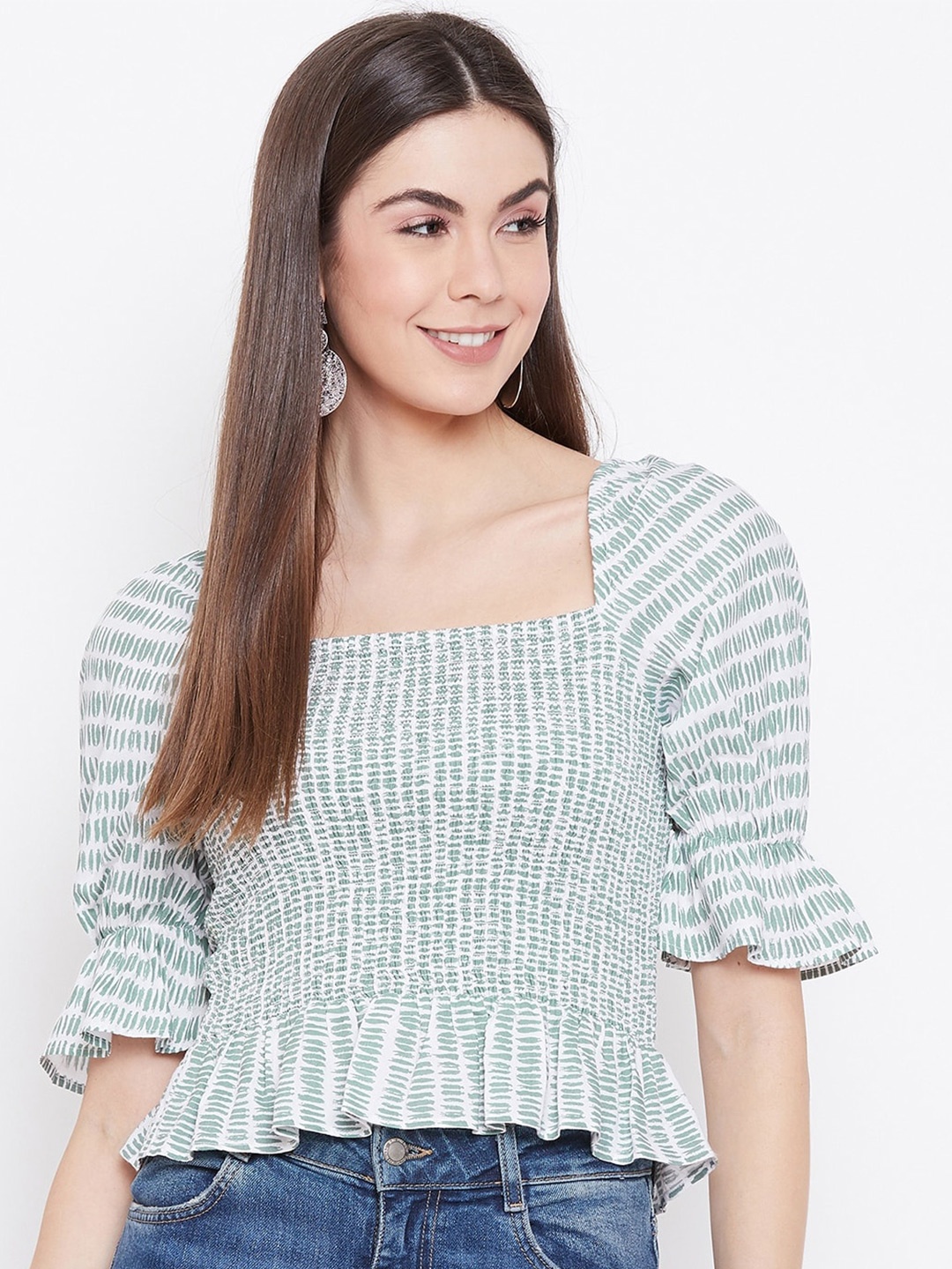 

sandy AND ritz Abstract Printed Top, Green