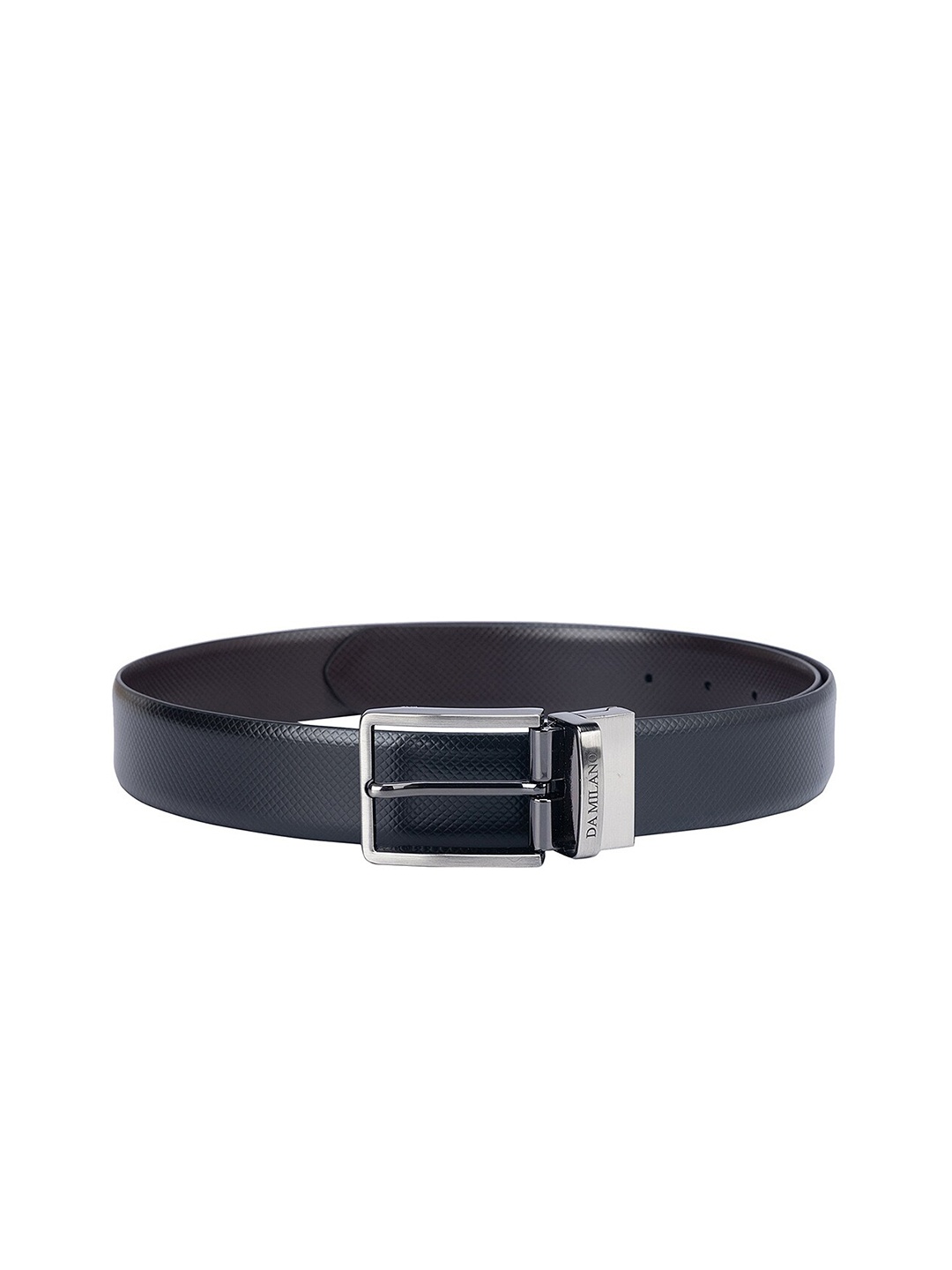 

Da Milano Men Black Textured Leather Belt
