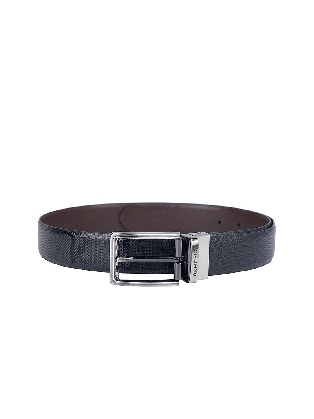 

Da Milano Men Black Textured Leather Belt