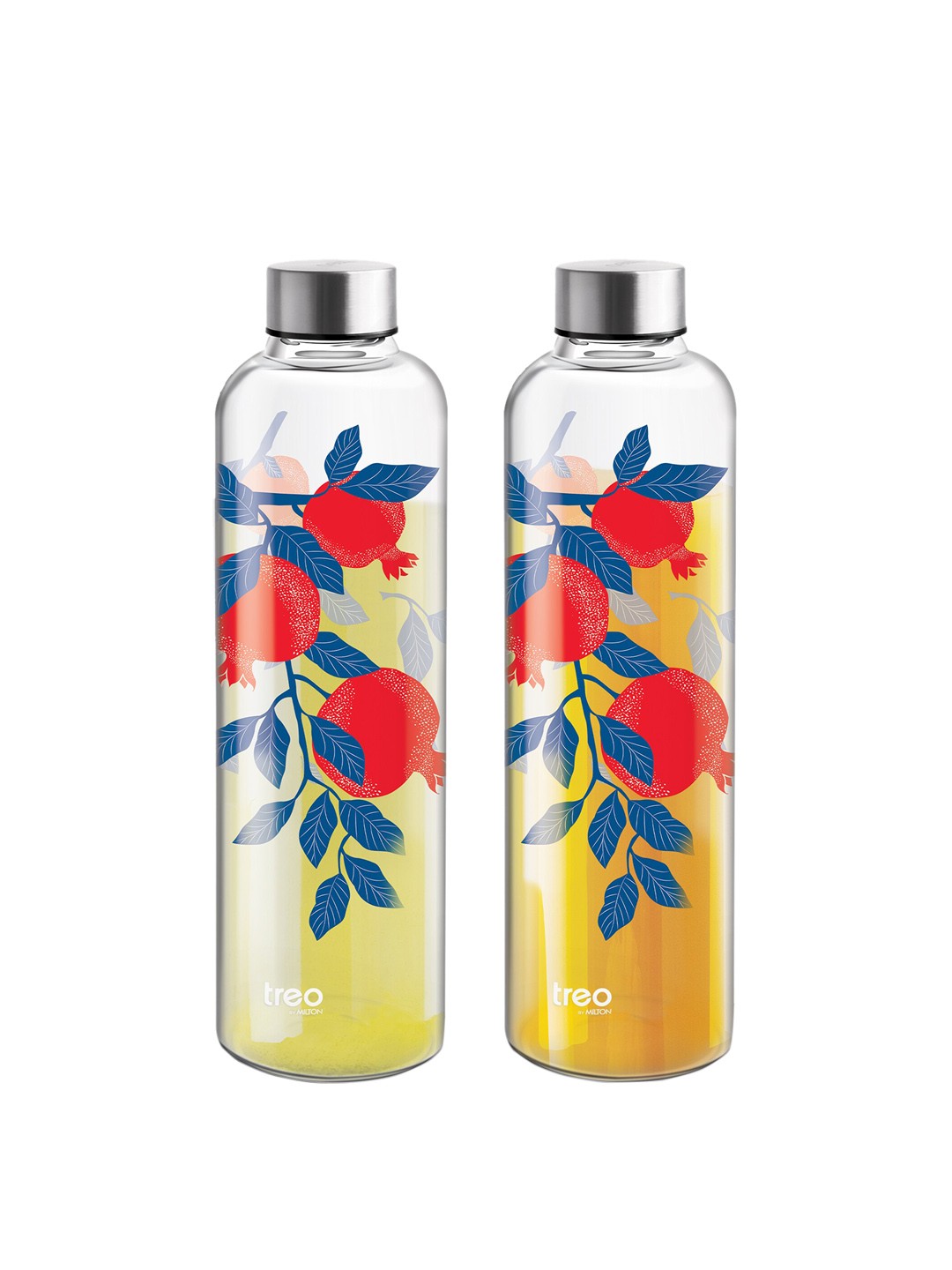 

Treo D'Ziner Clarion 750 Transparent 2 Pcs Pomegranate Printed Water Bottle 750 ml Each