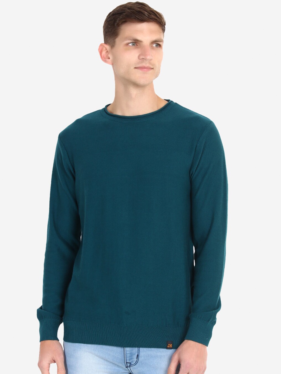 

JoE Hazel Men Round Neck Cotton Pullover, Teal