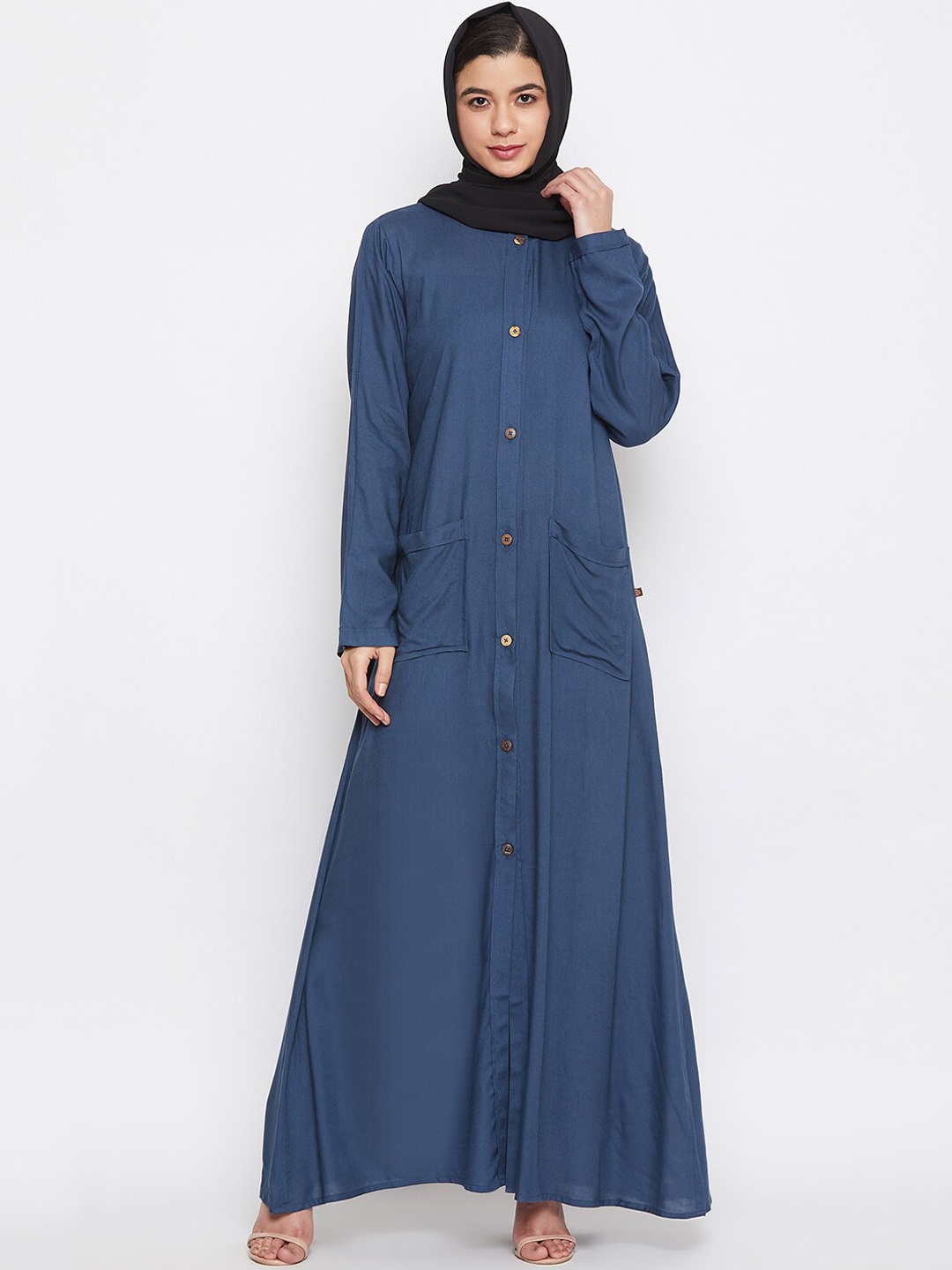 

NABIA Front Open Abaya Burqa, Grey