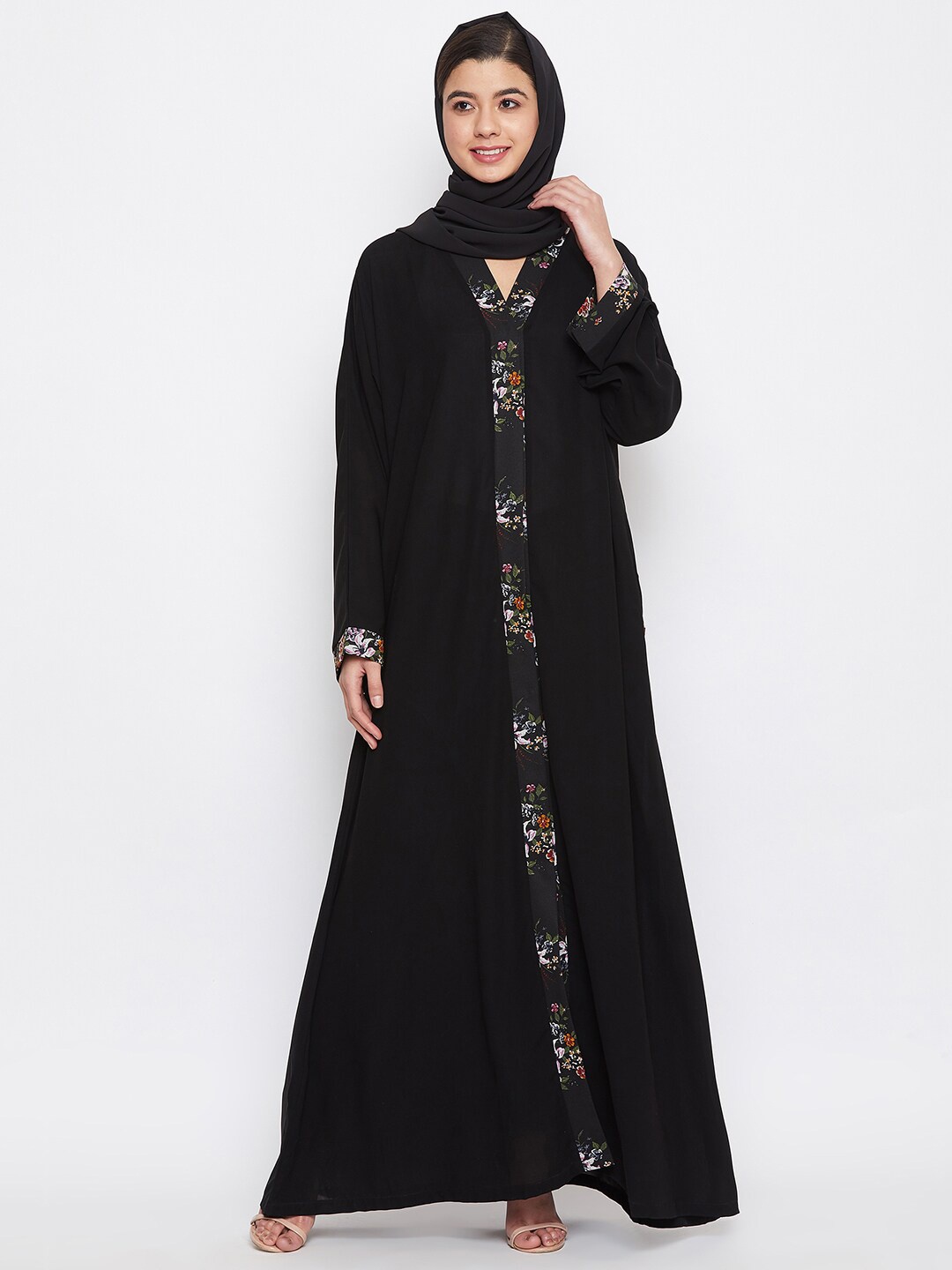 NABIA Front Open Abaya Burqa With Scarf, Black - buy at the price of ...