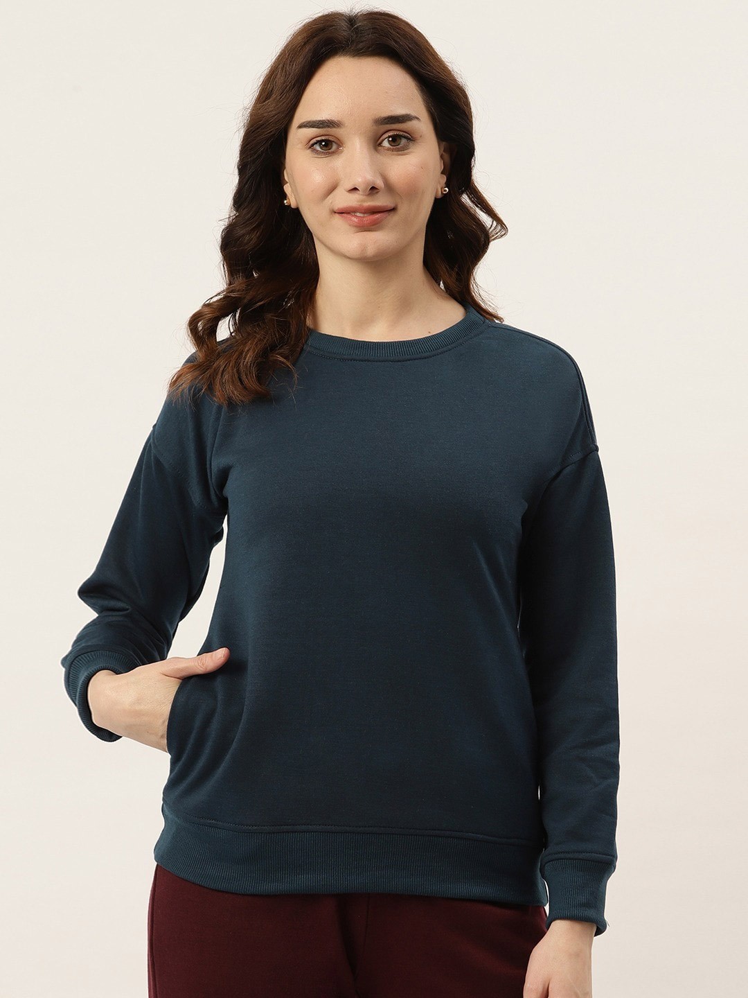 

BRINNS Women Round Neck Sweatshirt, Teal