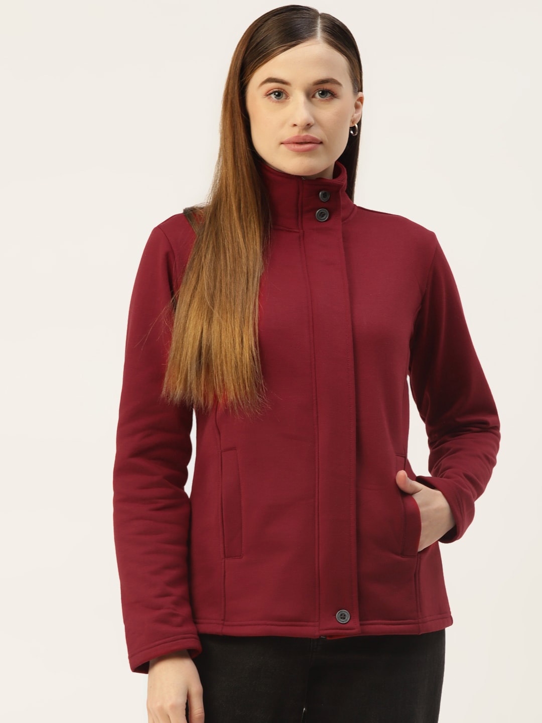 

BRINNS Women Mock Neck Sweatshirt, Maroon