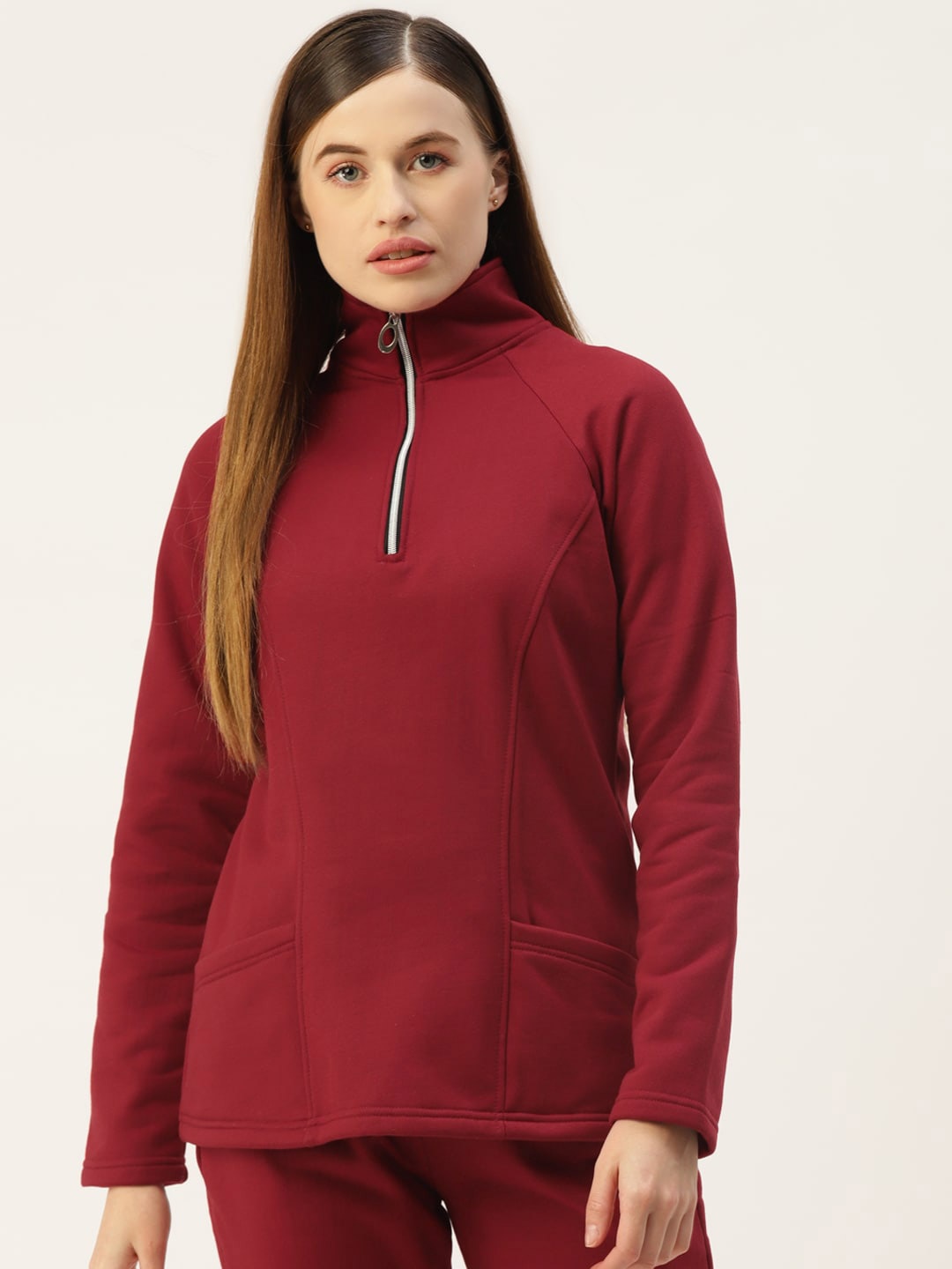 

BRINNS Women High Neck Sweatshirt, Maroon