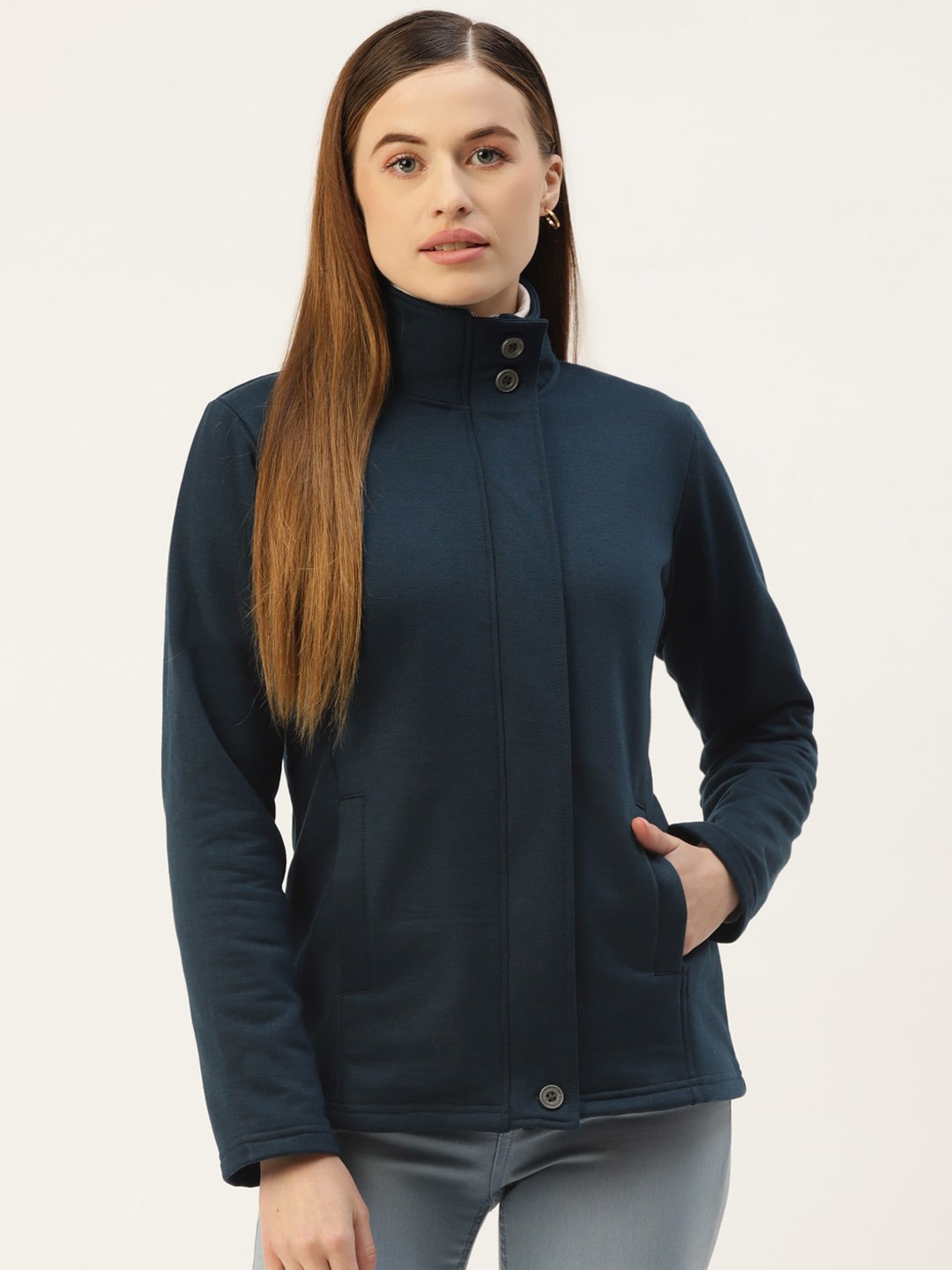 

BRINNS Women Mock Collar Sweatshirt, Teal