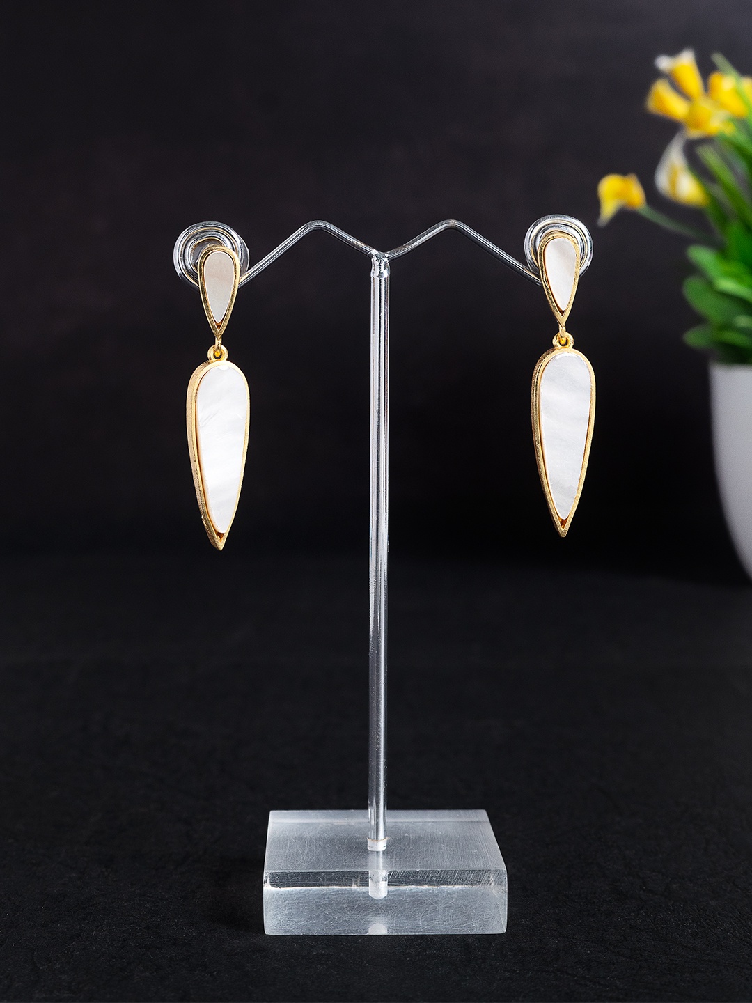 

Golden Peacock Gold-Plated Geometric Drop Earrings
