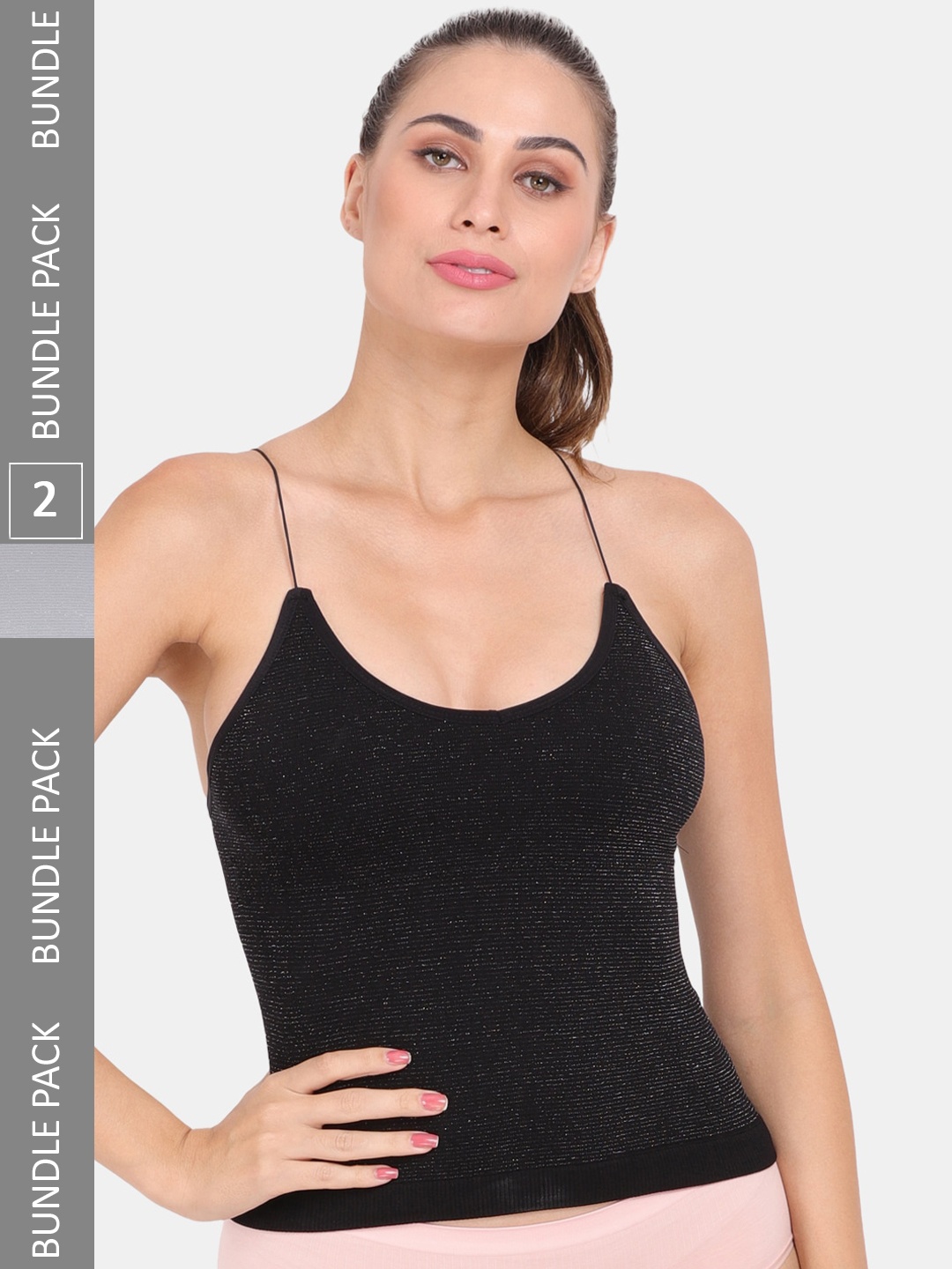 

Amour Secret Pack Of 2 Spaghetti Strap Lightly Padded Camisoles, Black