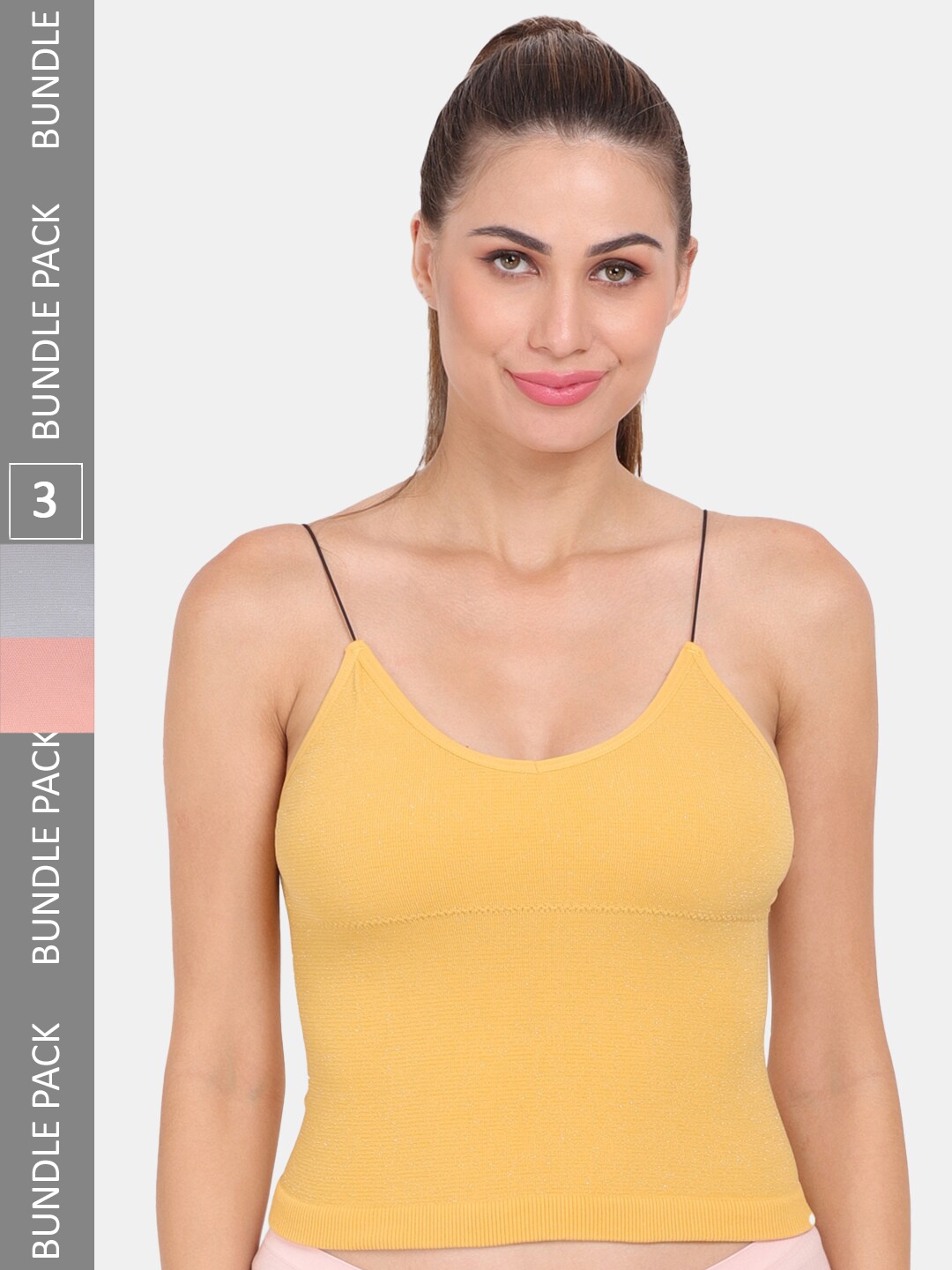 

Amour Secret Pack Of 3 Spaghetti Strap Lightly Padded Camisoles, Yellow