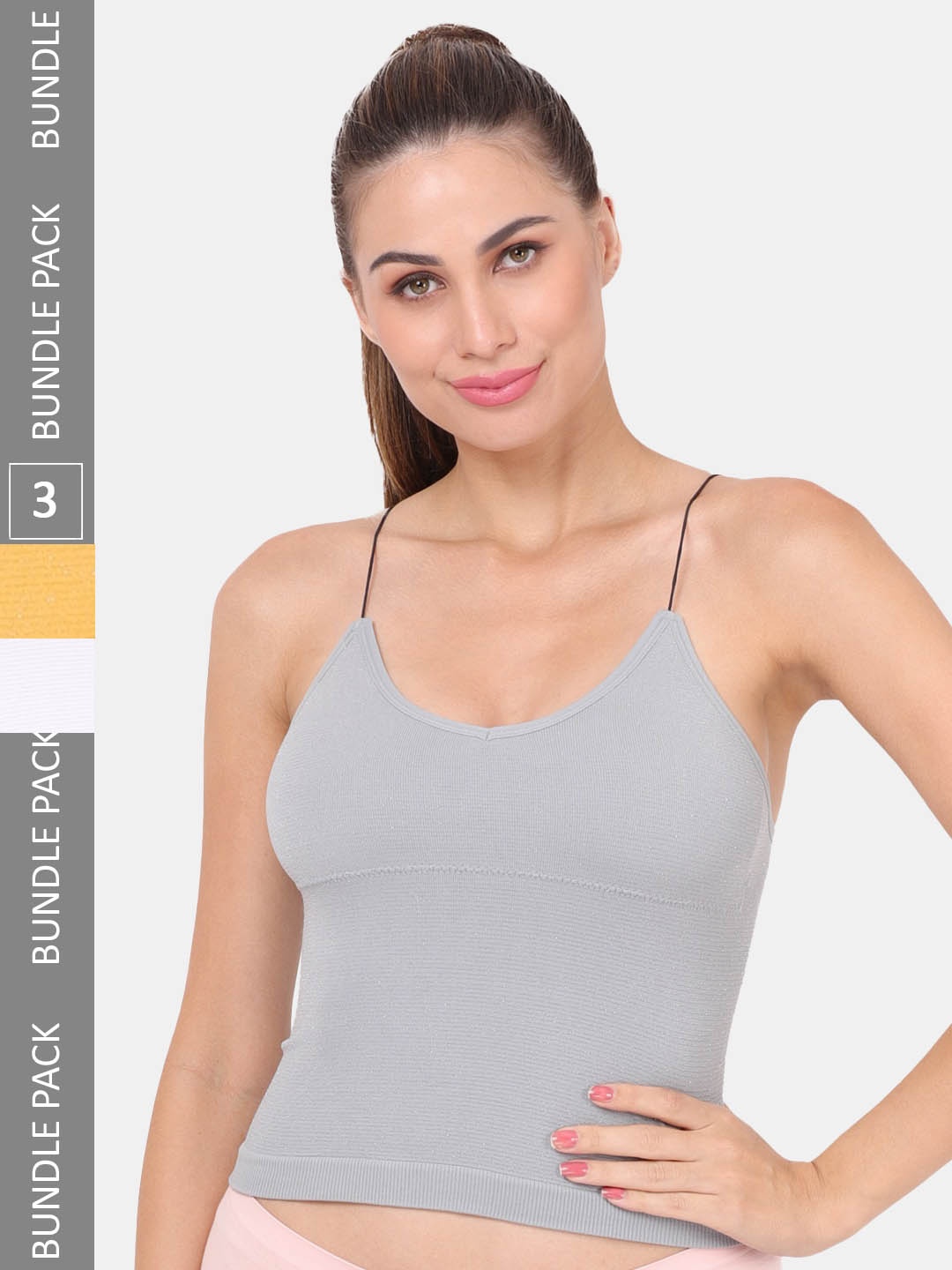 

Amour Secret Pack Of 3 Spaghetti Strap Lightly Padded Camisoles, Grey