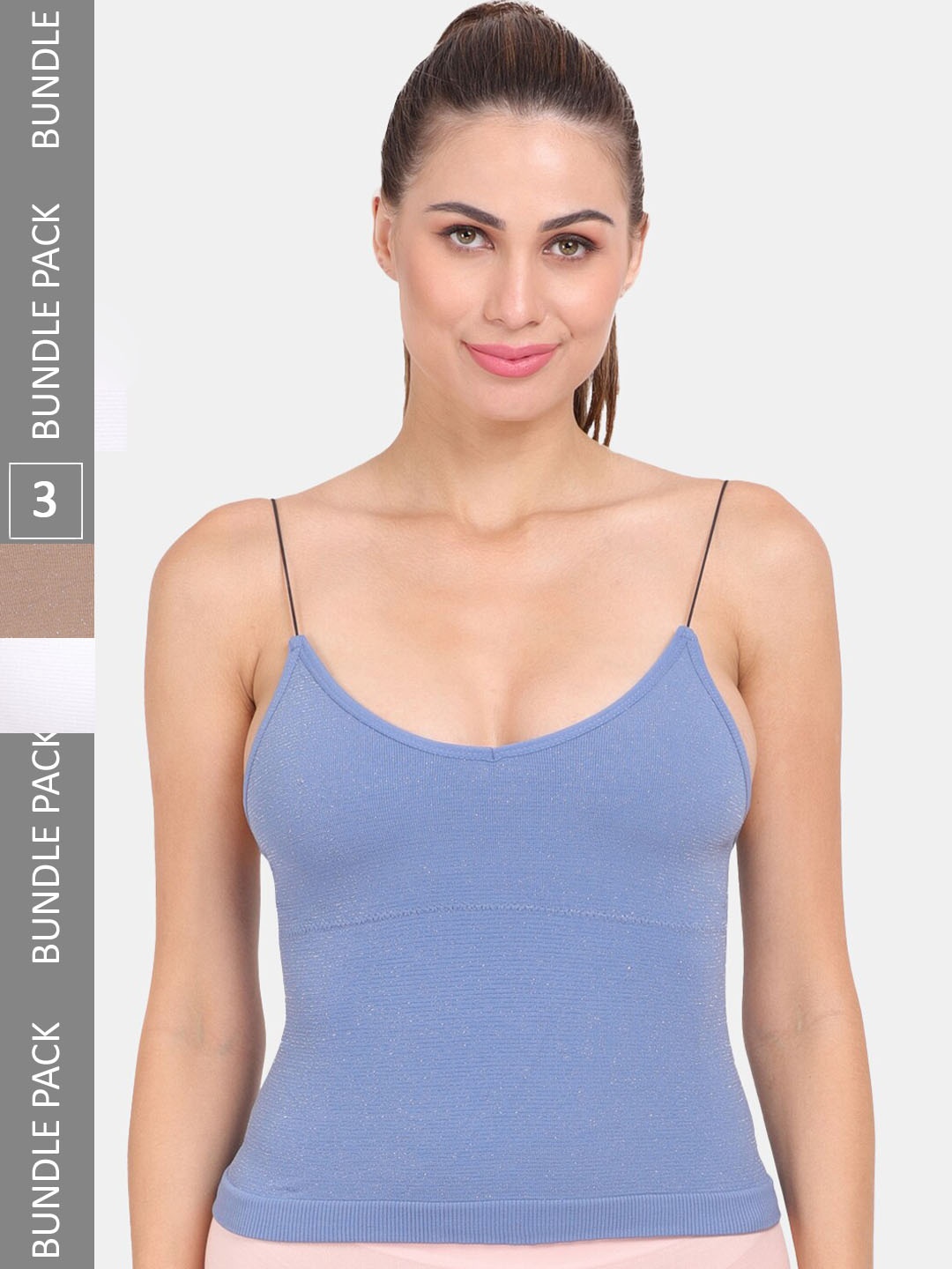 

Amour Secret Pack of 3 Lightly Padded Spaghetti Strap Camisoles, Blue