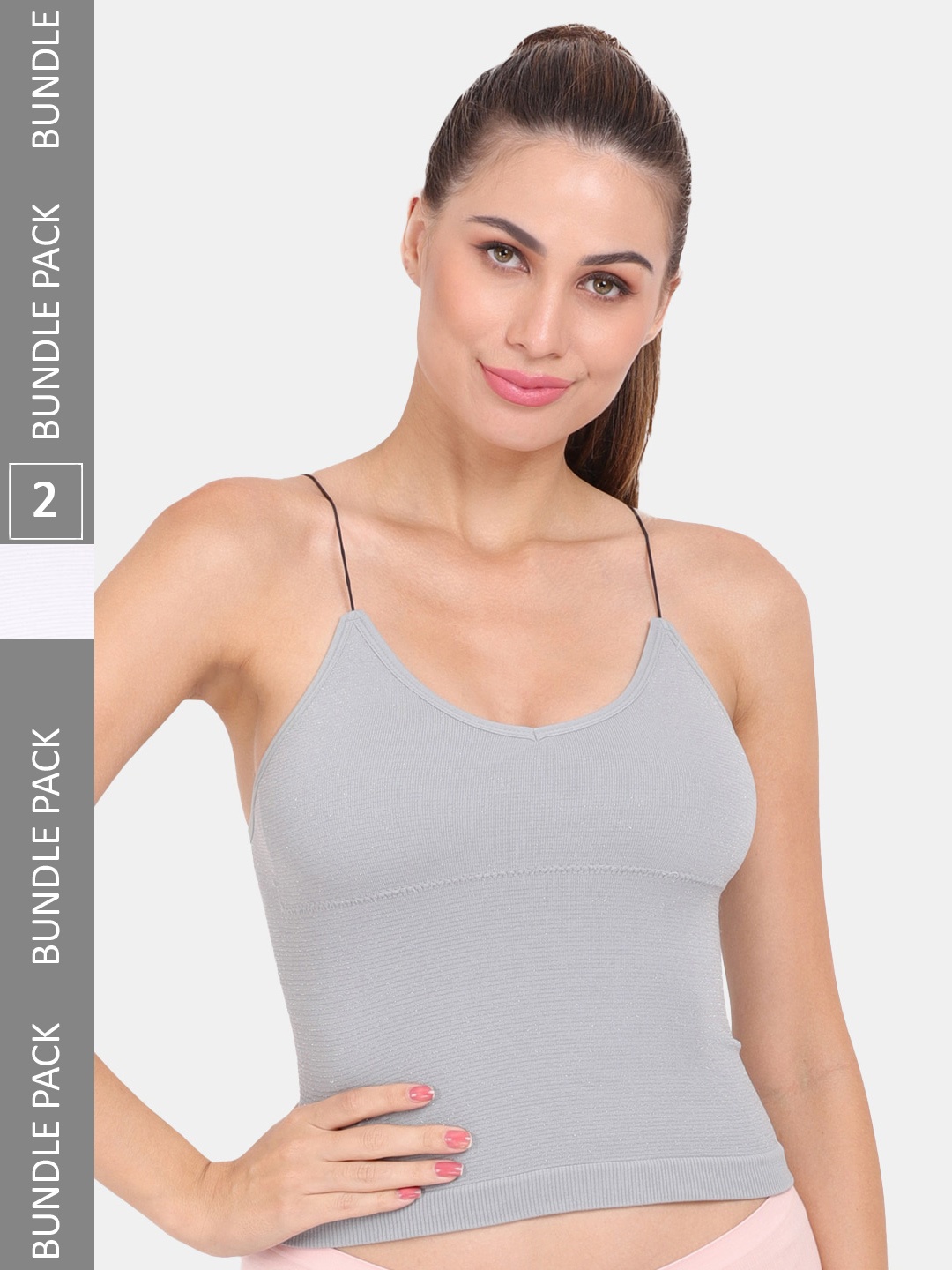 

Amour Secret Pack of 2 Lightly Padded Spaghetti Strap Camisoles, Grey