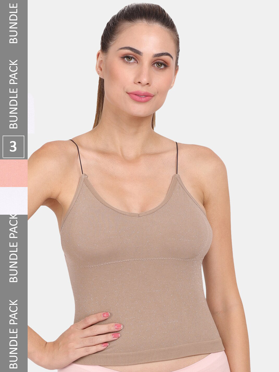 

Amour Secret Pack of 3 Lightly Padded Spaghetti Strap Camisoles, White