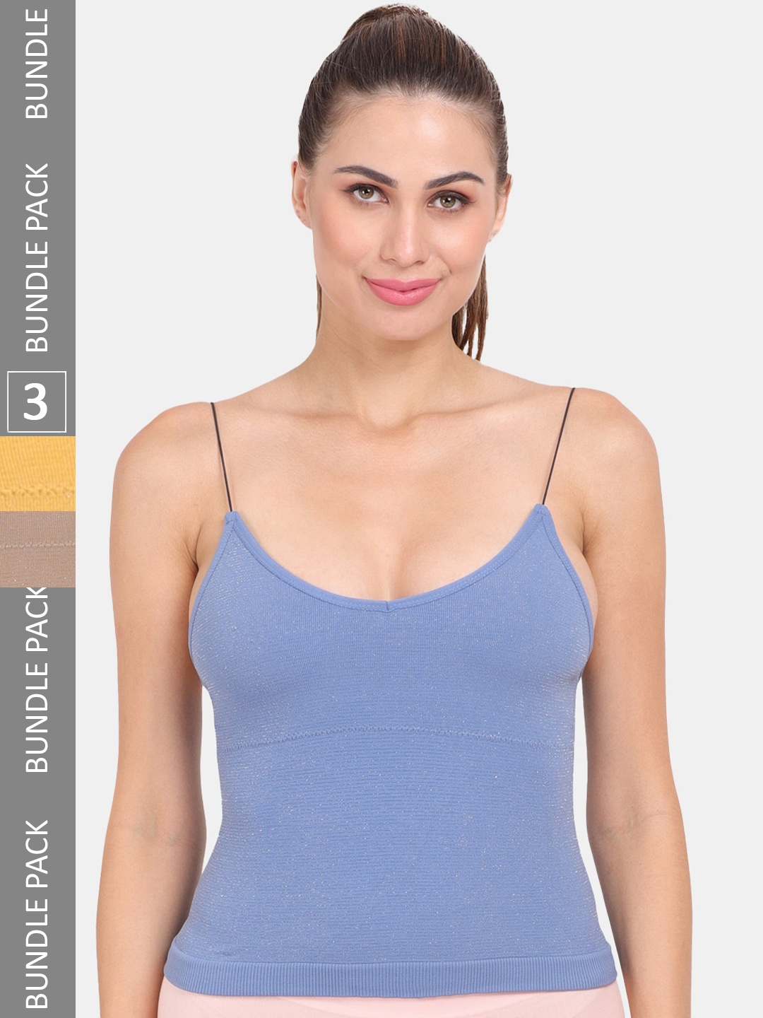 

Amour Secret Pack of 3 Lightly Padded Spaghetti Strap Camisoles, Blue