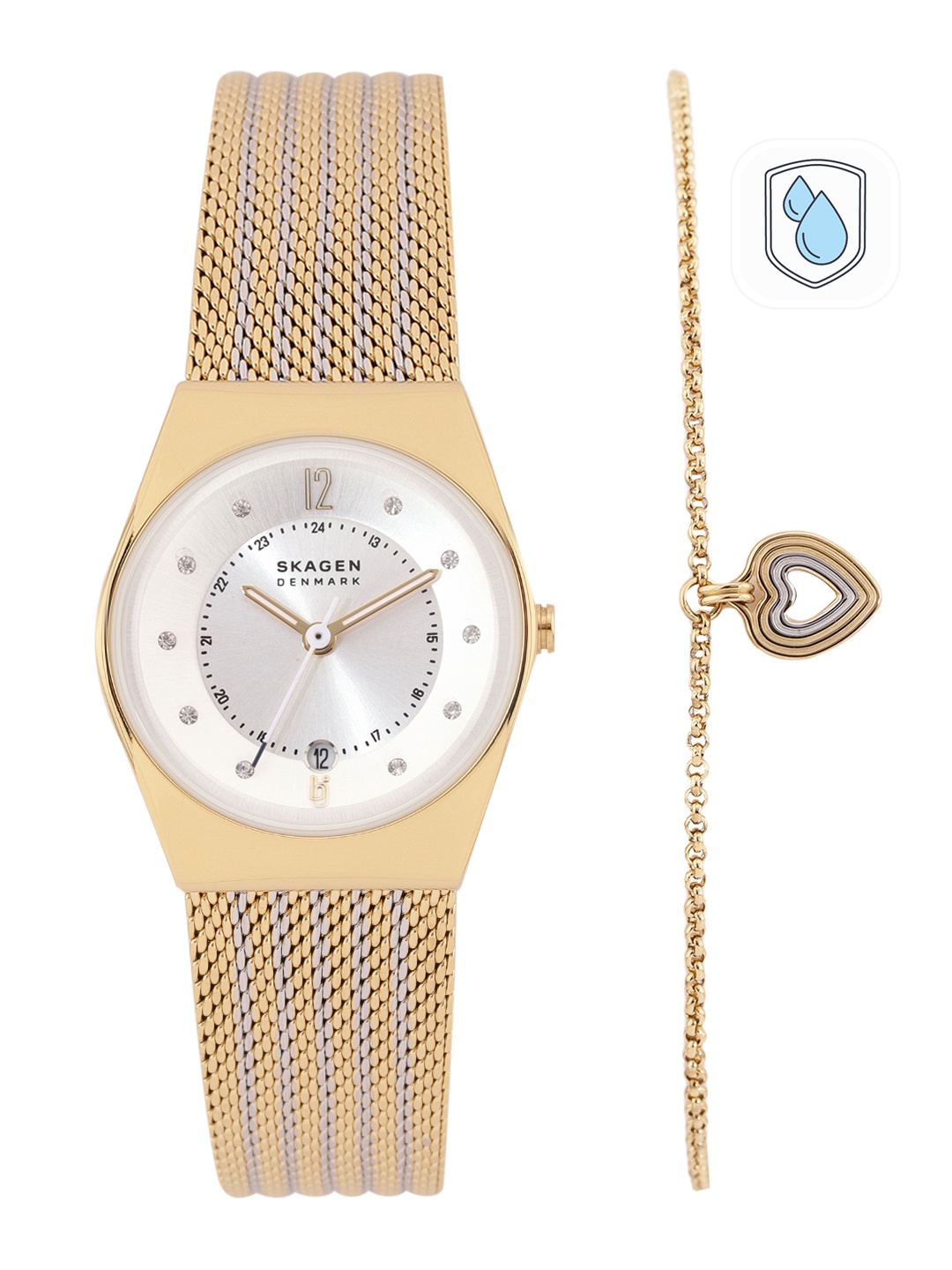 

SKAGEN Women Grenen Lille Embellished Analogue Watch SKW1156SET, Silver