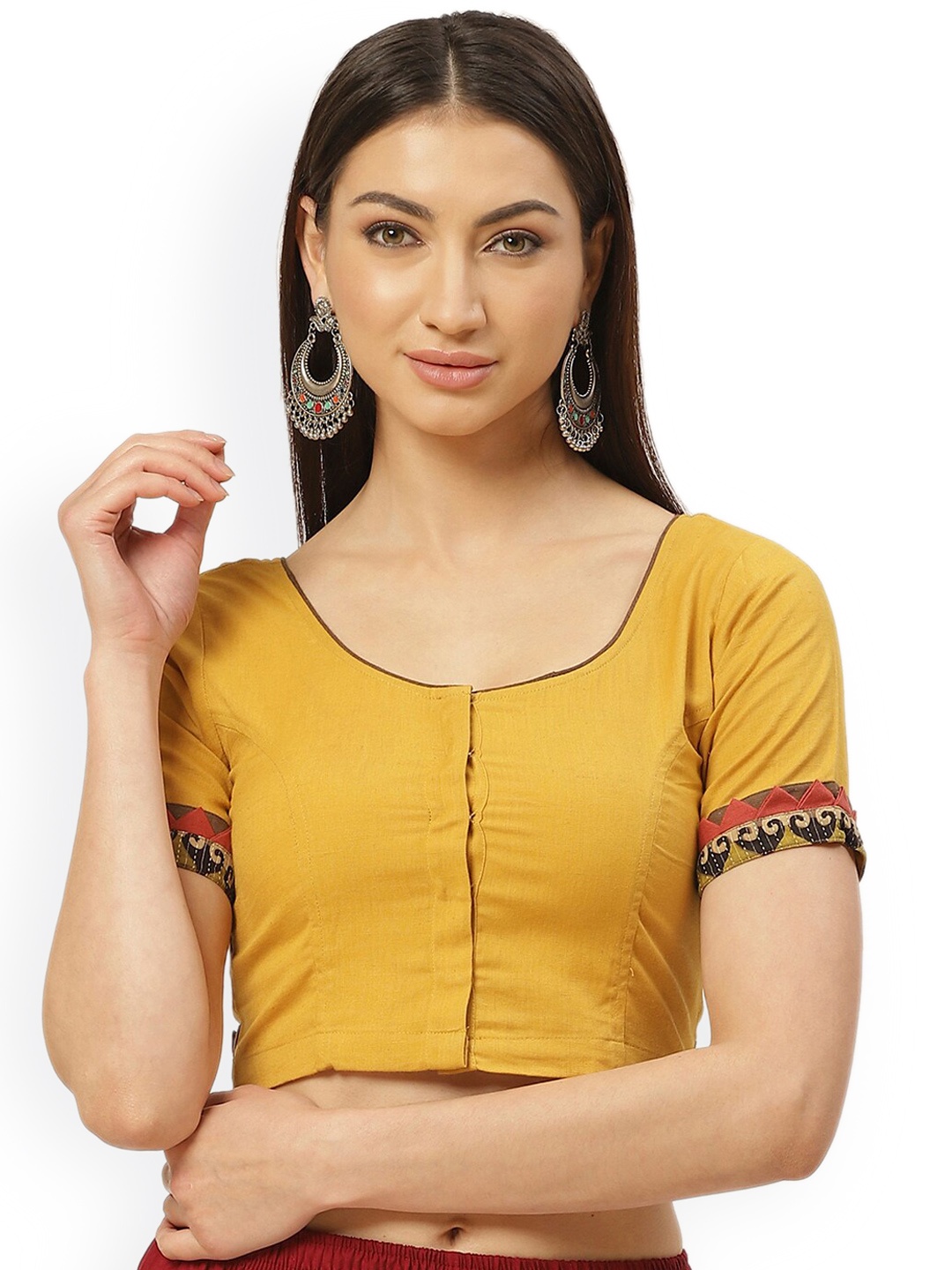 

Molcha Cotton Non-Padded Saree Blouse, Mustard