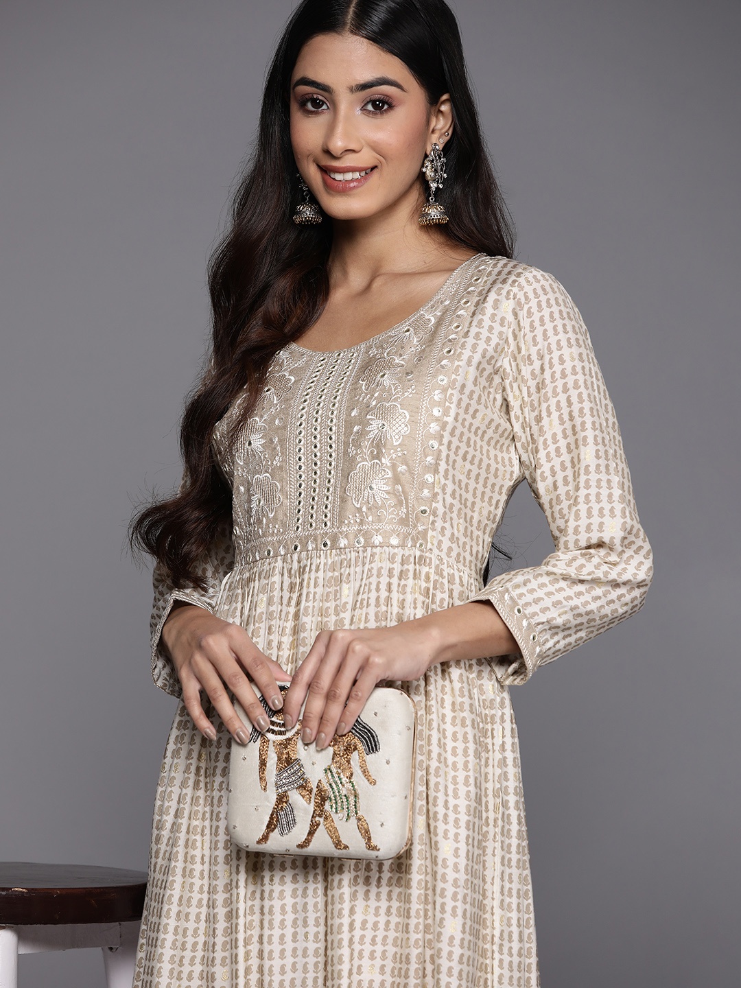 

Libas Ethnic Motifs Maxi Ethnic Dress, Off white