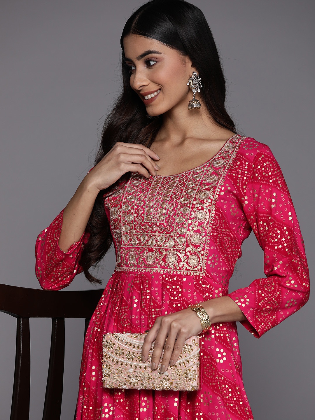 

Libas Ethnic Motifs Maxi Ethnic Dress, Pink