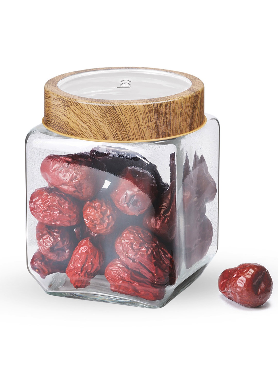 

Treo Woody Cube Storage Glass Transparent Jar 580 ml Each