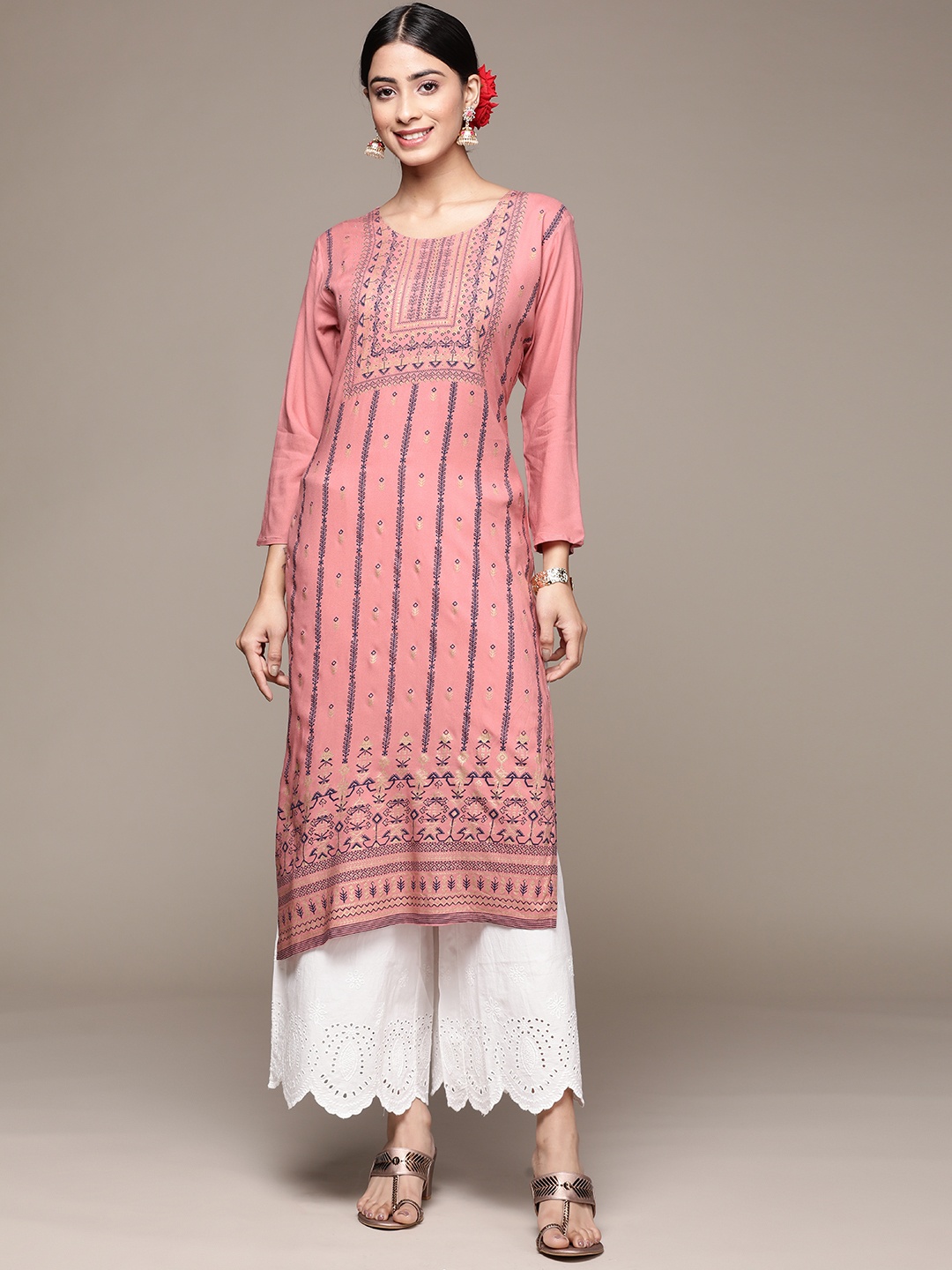 

Anubhutee Women Ethnic Motifs Printed Kurta, Peach