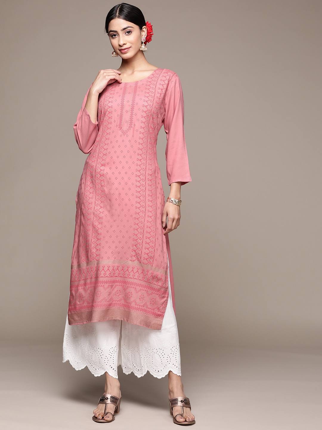 

Anubhutee Women Ethnic Motifs Printed Kurta, Pink