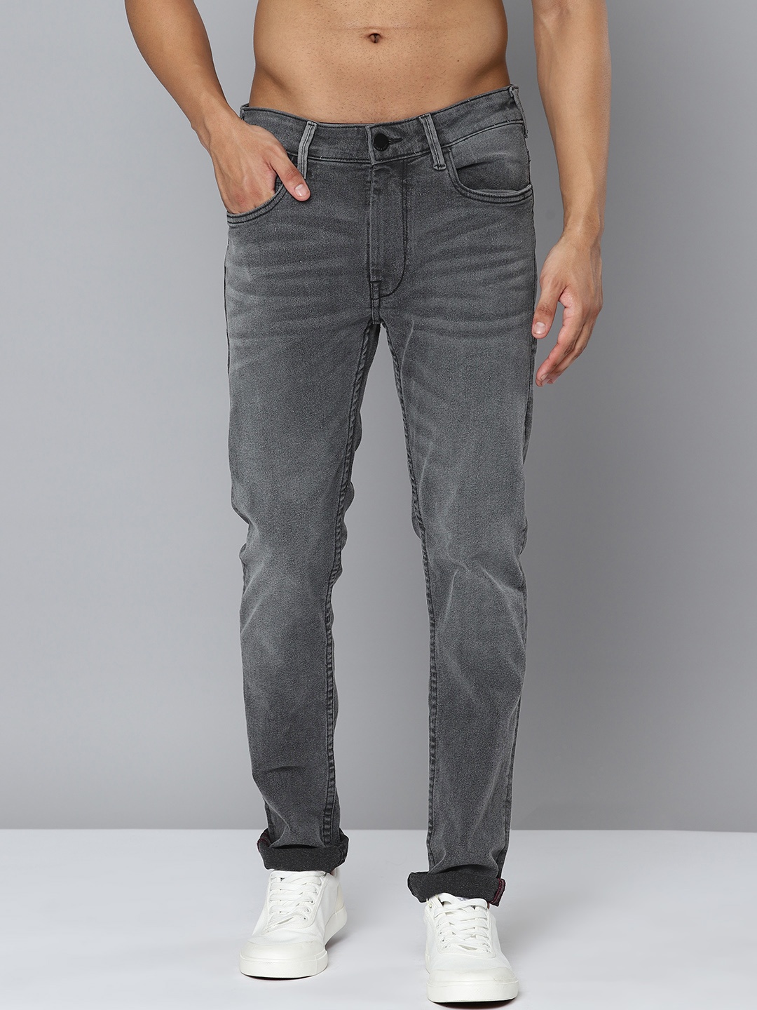 

HERE&NOW Men Light Fade Stretchable Jeans, Charcoal