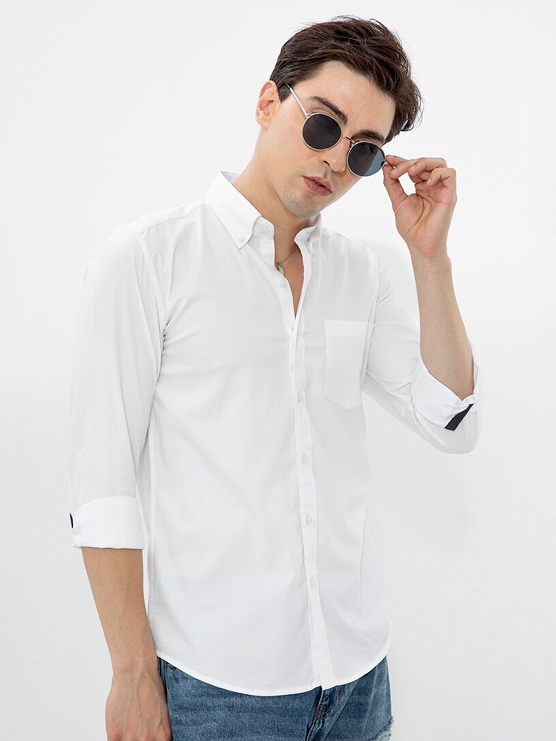 

Snitch Men Slim Fit Casual Cotton Shirt, White