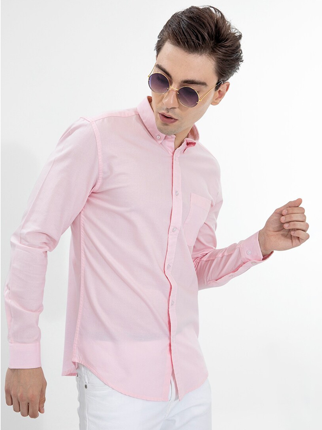 

Snitch Men Slim Fit Casual Cotton Shirt, Pink
