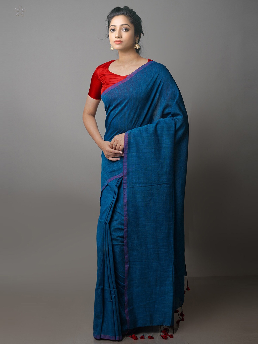 

Unnati Silks Pure Cotton Jamdani Saree, Blue