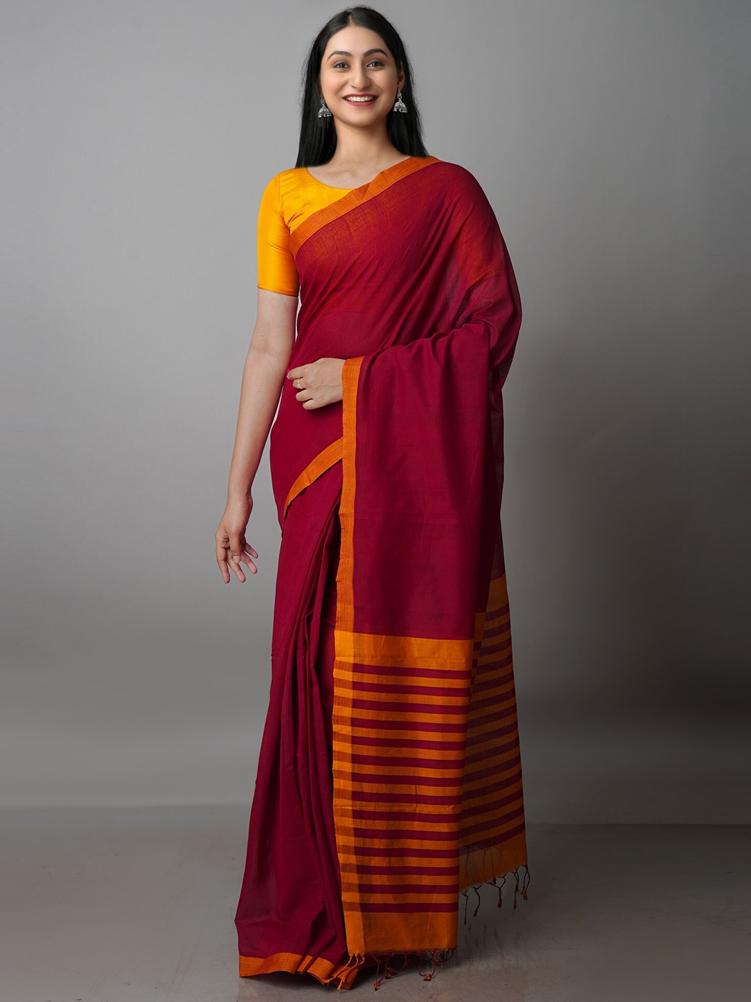 

Unnati Silks Handloom Pure Cotton Mangalagiri Saree, Maroon