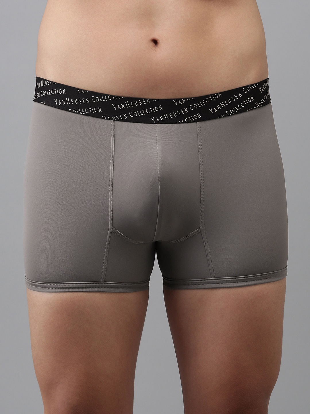 

Van Heusen Men Solid 4 Way Stretch 3D Logo Waistband Tactel Trunk, Charcoal