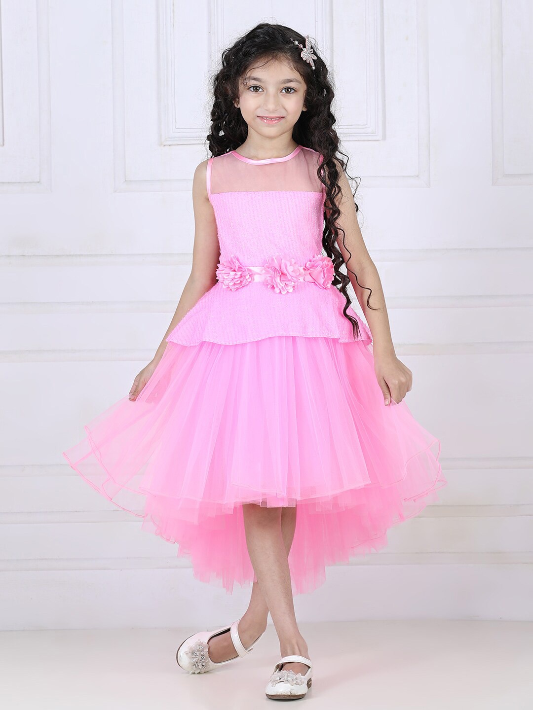 

Toy Balloon kids Embellished Net Midi Dress, Pink