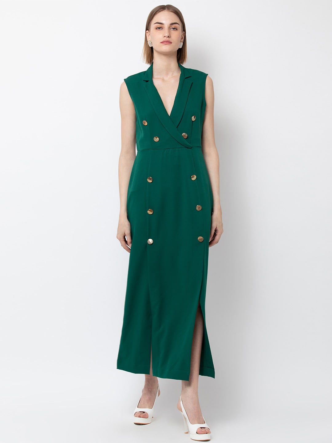 

DODO & MOA V-Neck Sheath Maxi Dress, Green