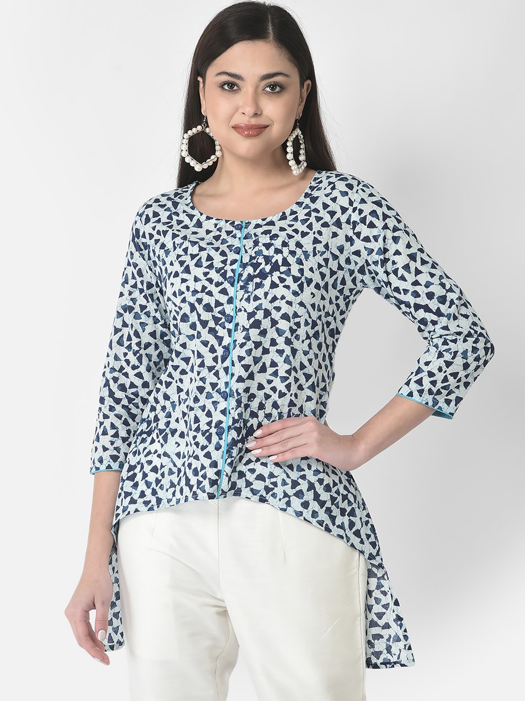 

Span Abstract Print High-Low Top, Blue