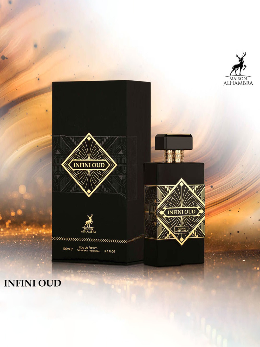 

Lattafa Men Maison Alhambra Infini Oud Eau De Parfum - 100 ml, Black