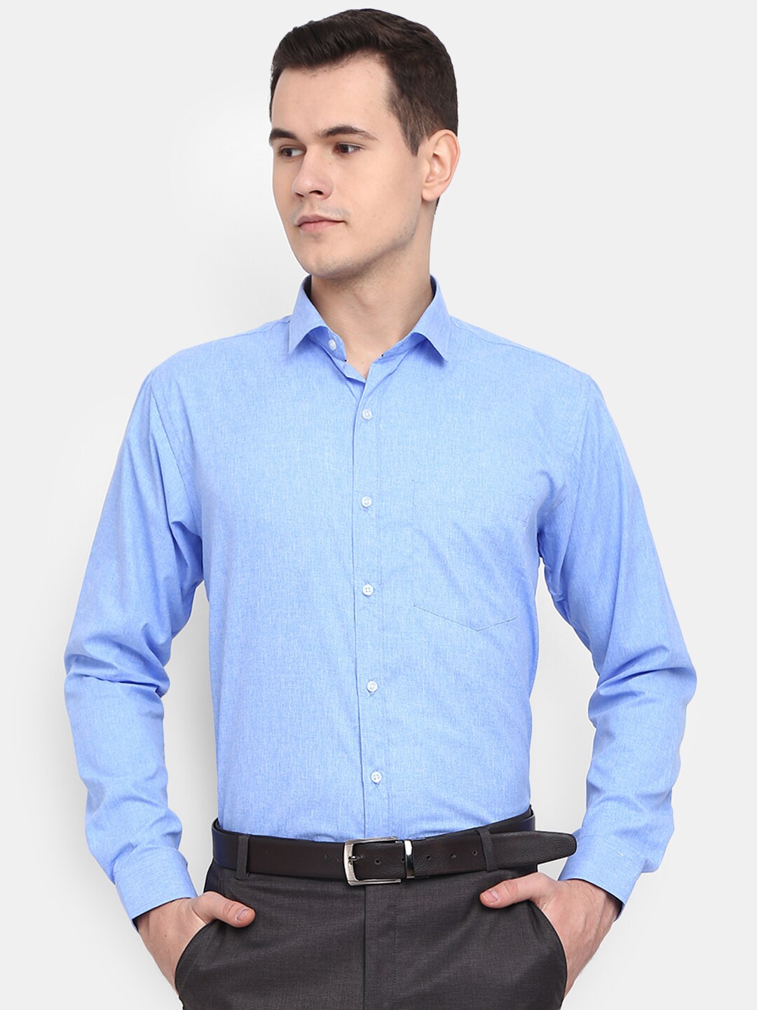 

V-Mart Men Classic Formal Cotton Shirt, Blue