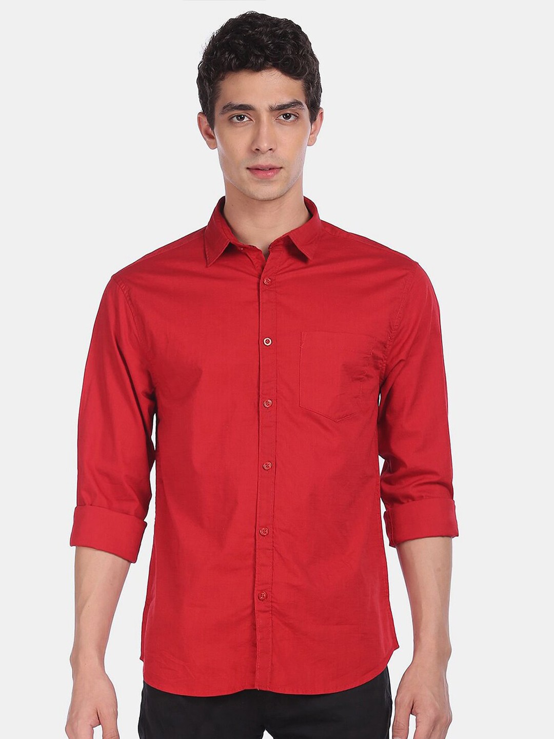 

V-Mart Men Classic Casual Cotton Shirt, Red
