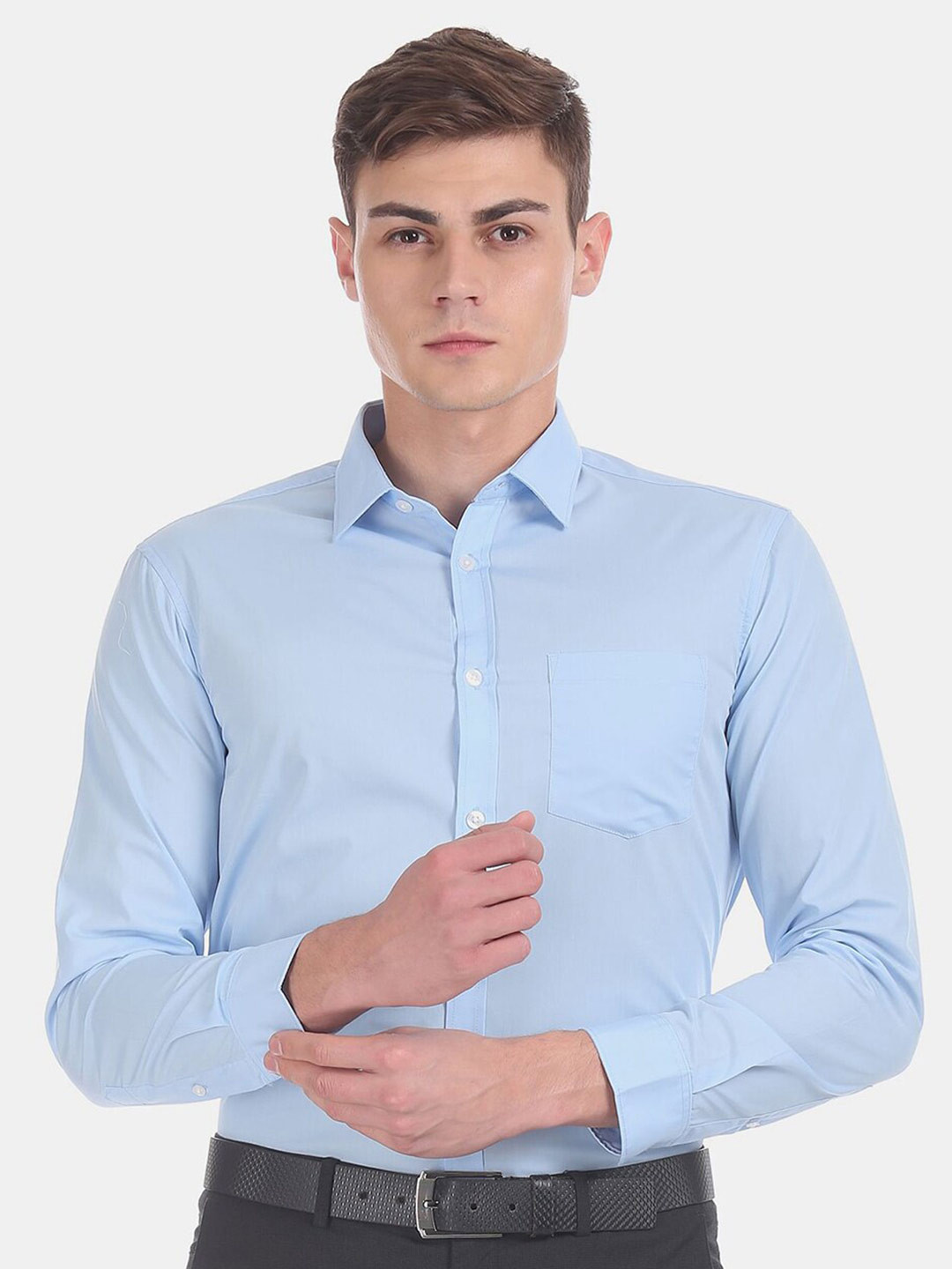 

V-Mart Men Classic Slim Fit Formal Cotton Shirt, Blue