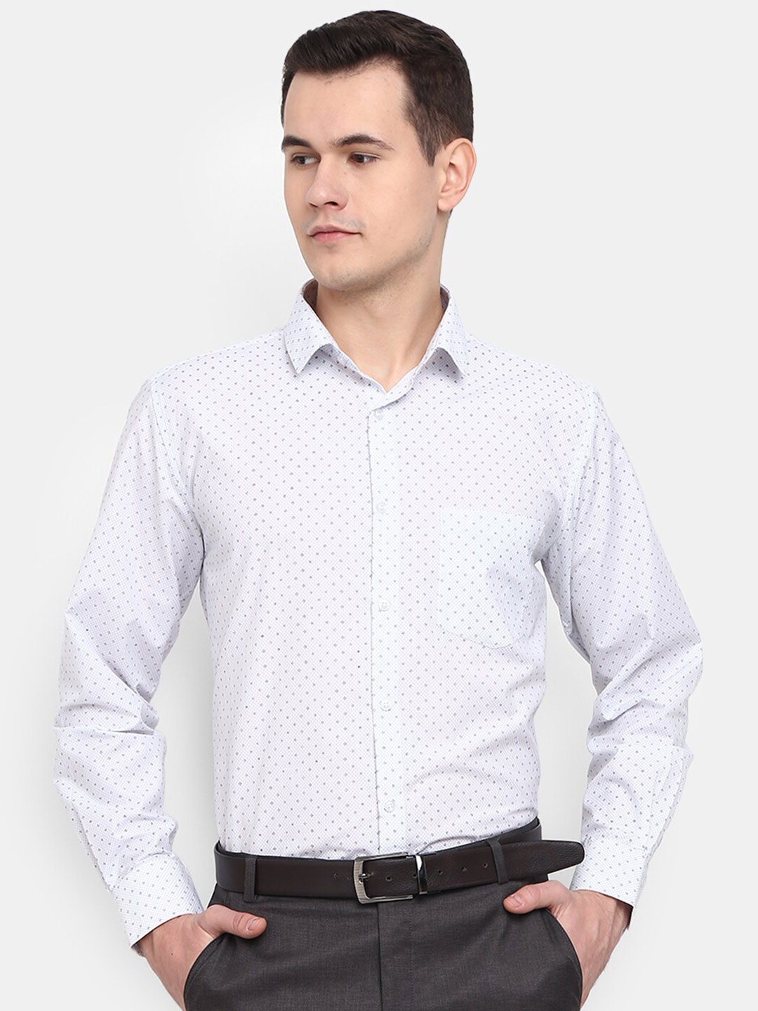

J White by Vmart Men Classic Printed Formal Cotton Shirt, Blue
