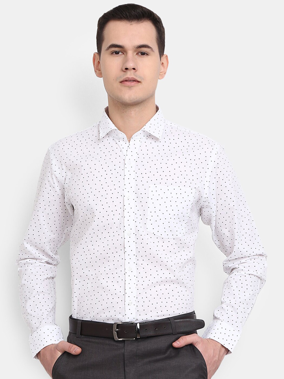 

V-Mart Men Classic Printed Formal Cotton Shirt, White