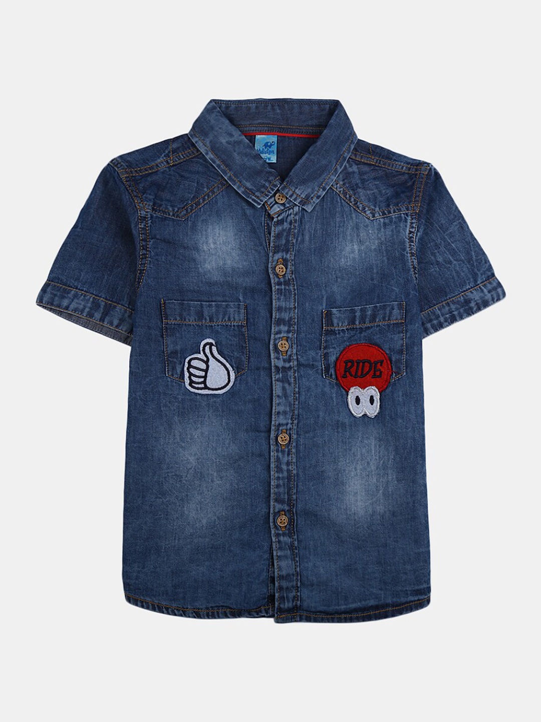 

V-Mart Infants Spread Collar Classic Faded Casual Cotton Shirt, Blue