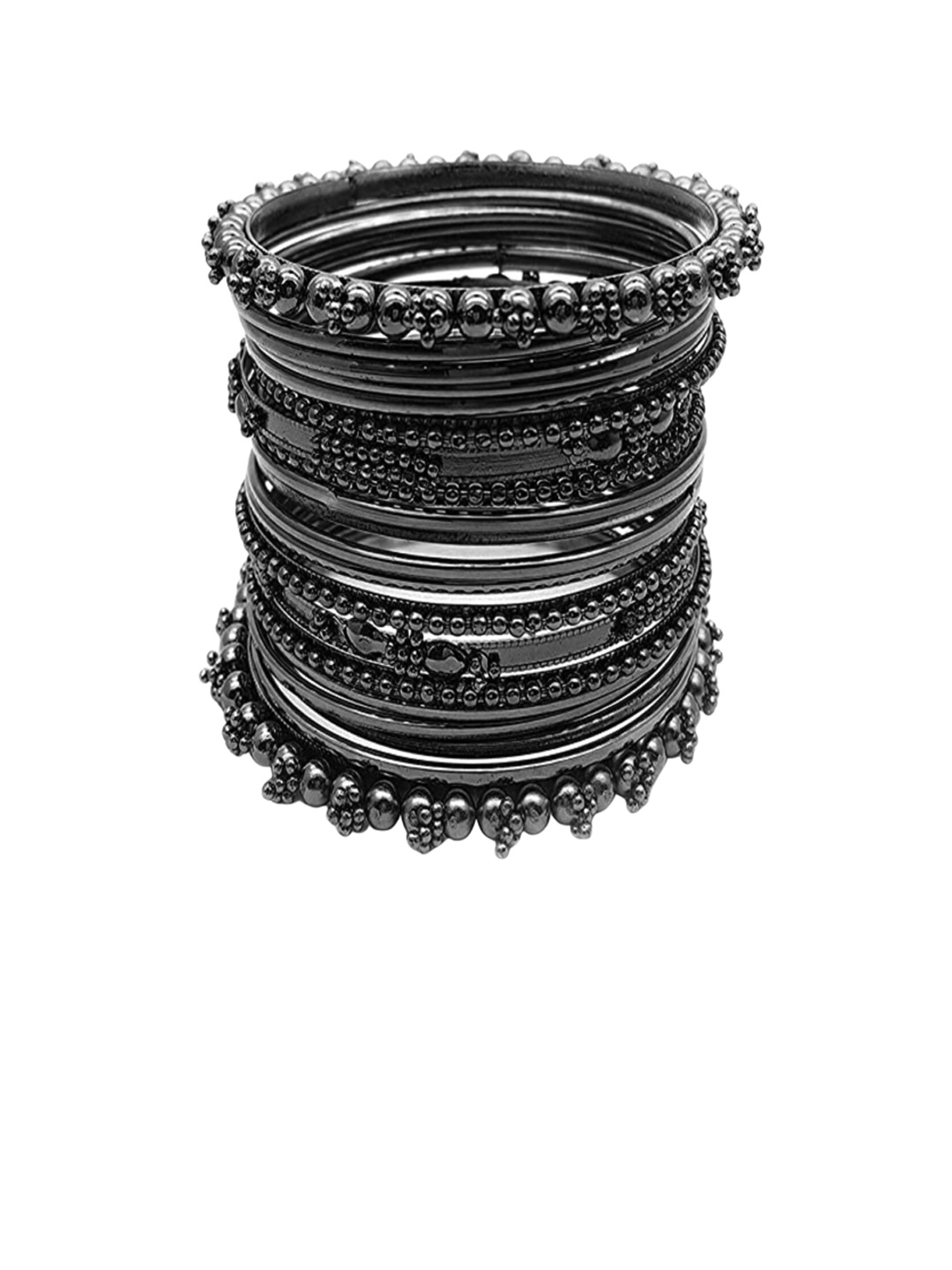 

Sanjog Set of 20 Silver-Plated Oxidised Bangles