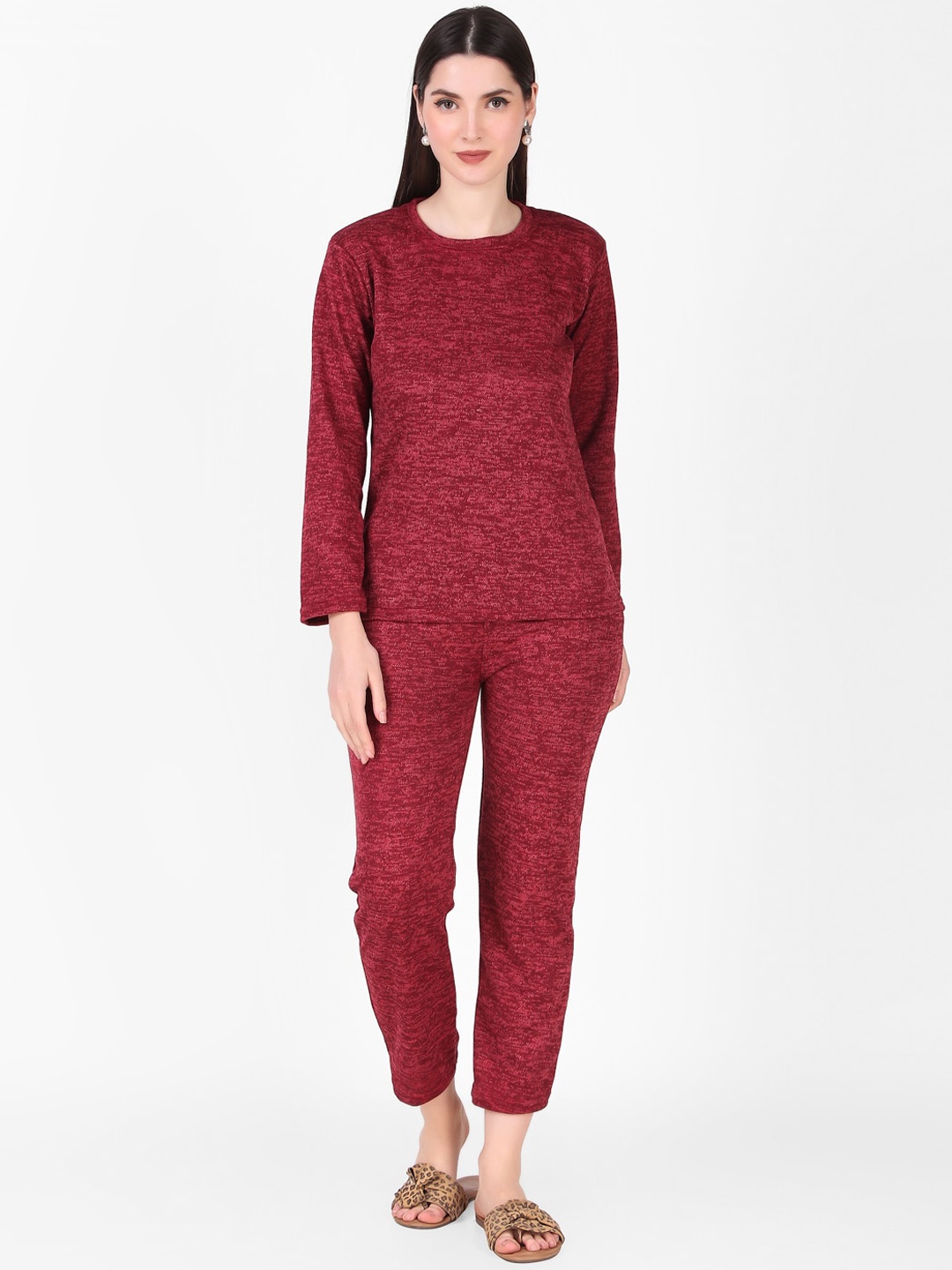 

FNOCKS Women Maroon Night suit