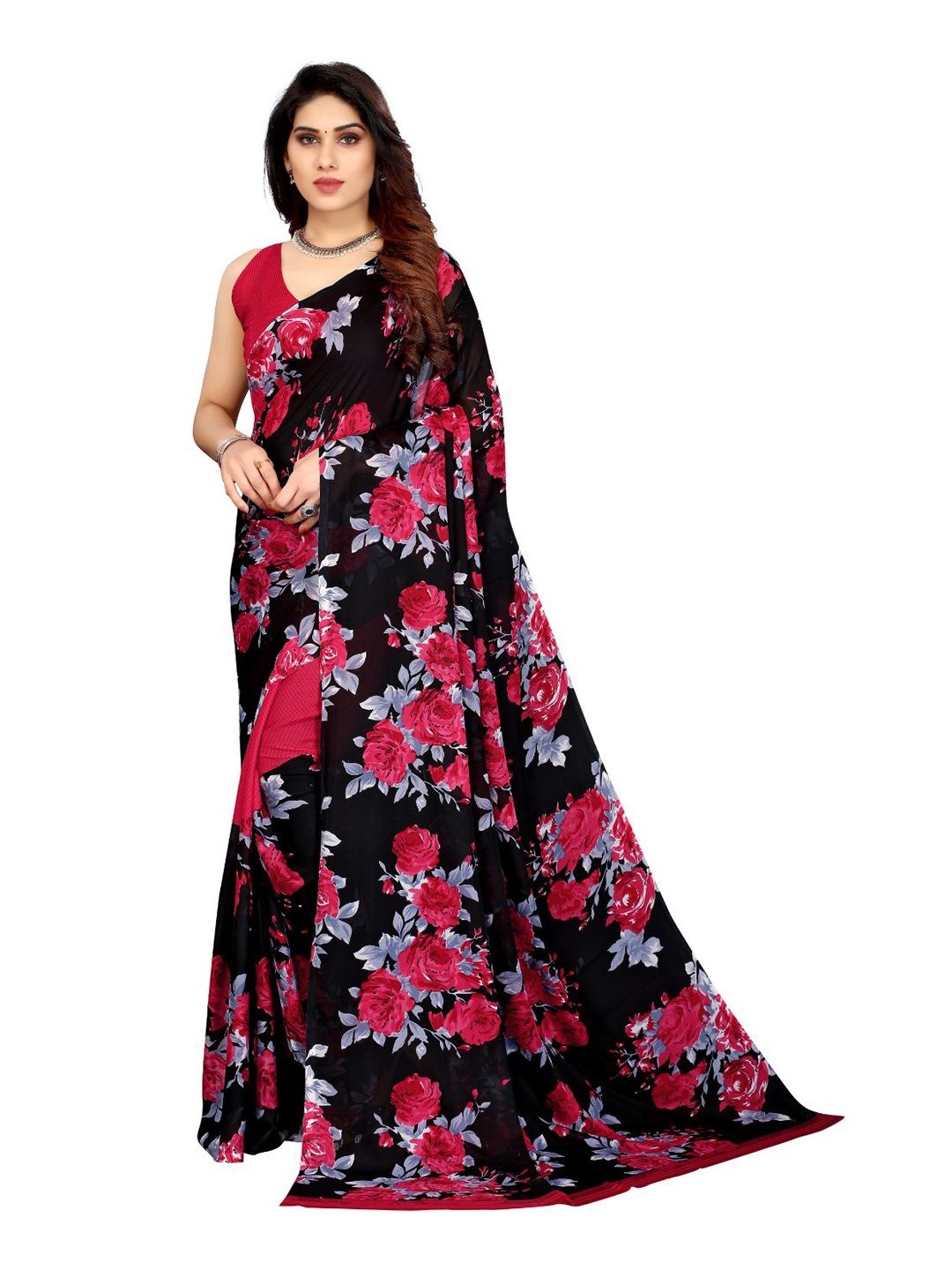 Florence Floral Printed Ilkal Saree, Black