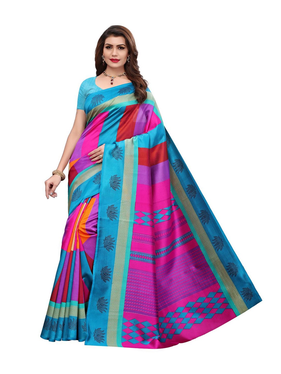 

Florence Art Silk Ilkal Saree, Turquoise blue