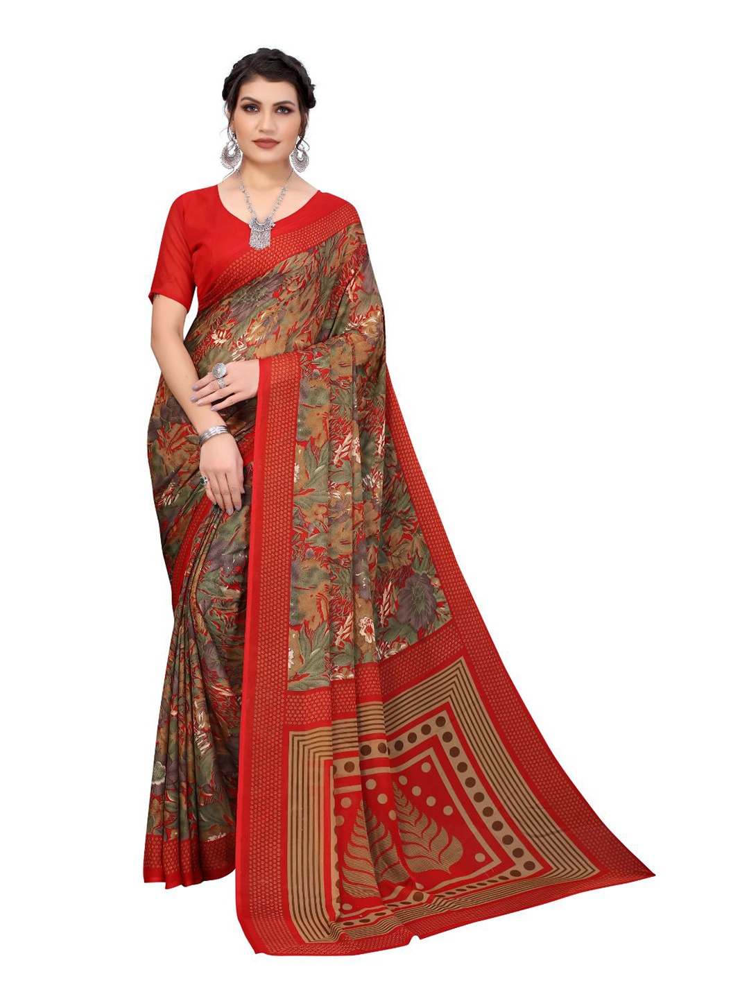 

Florence Floral Ilkal Saree, Red