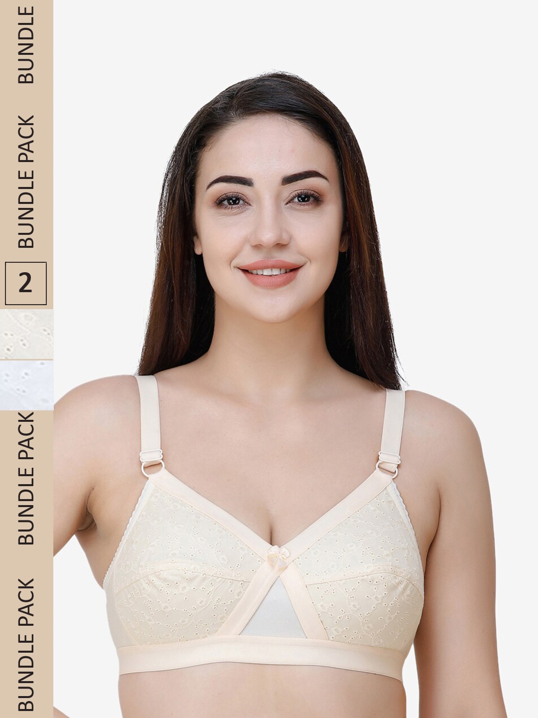 

College Girl Pack Of 2 Cotton Non Padded Bra, White