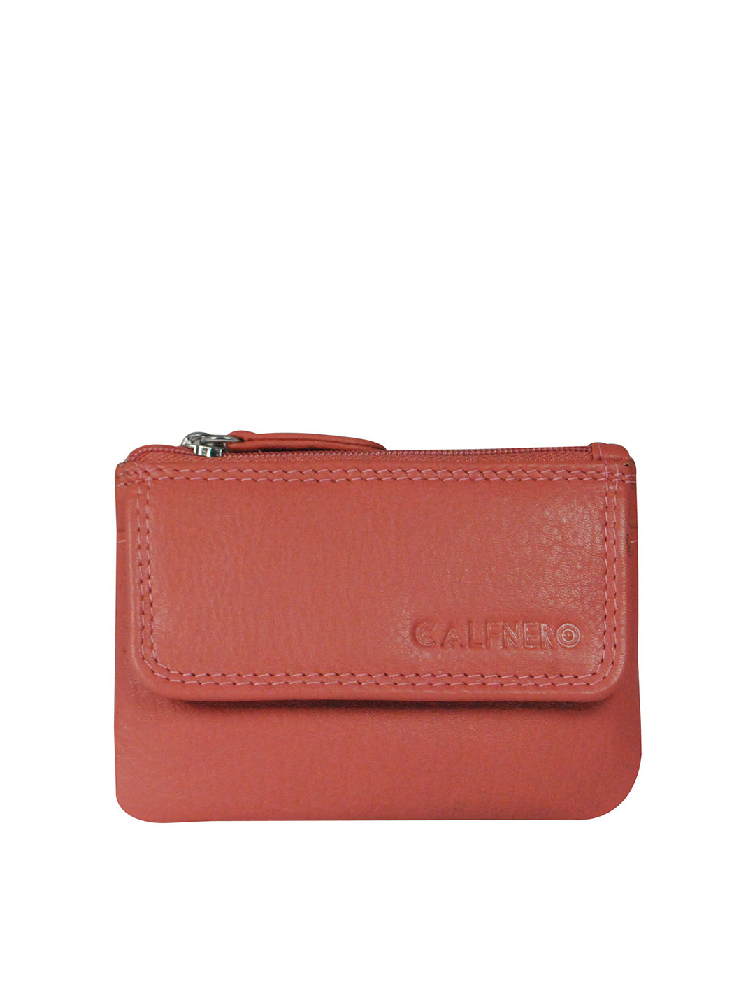 

CALFNERO Leather Zip Around Wallet, Peach